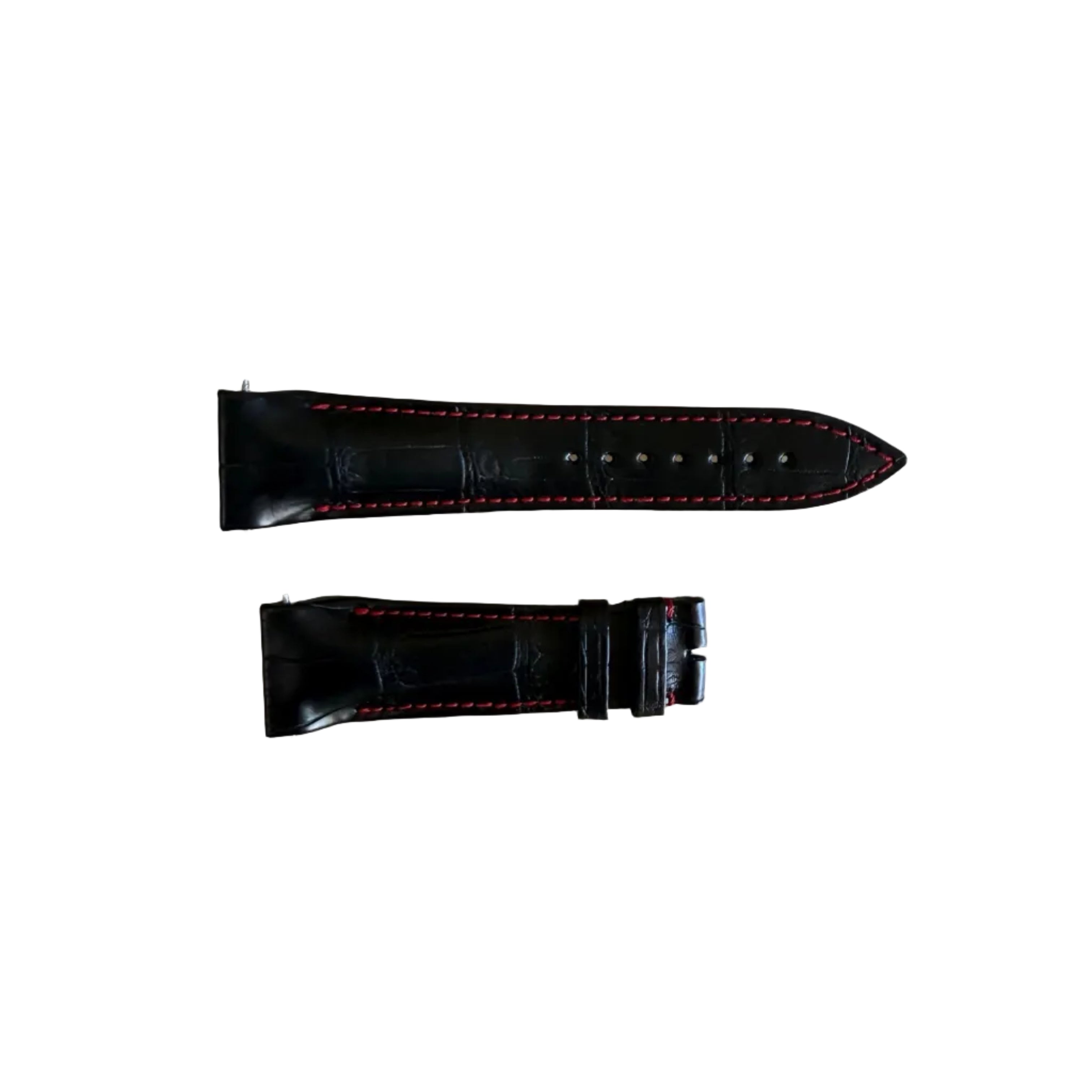 Authentic Franck Muller Black Crocodile Stitching Padded Watch Strap Band 22mm