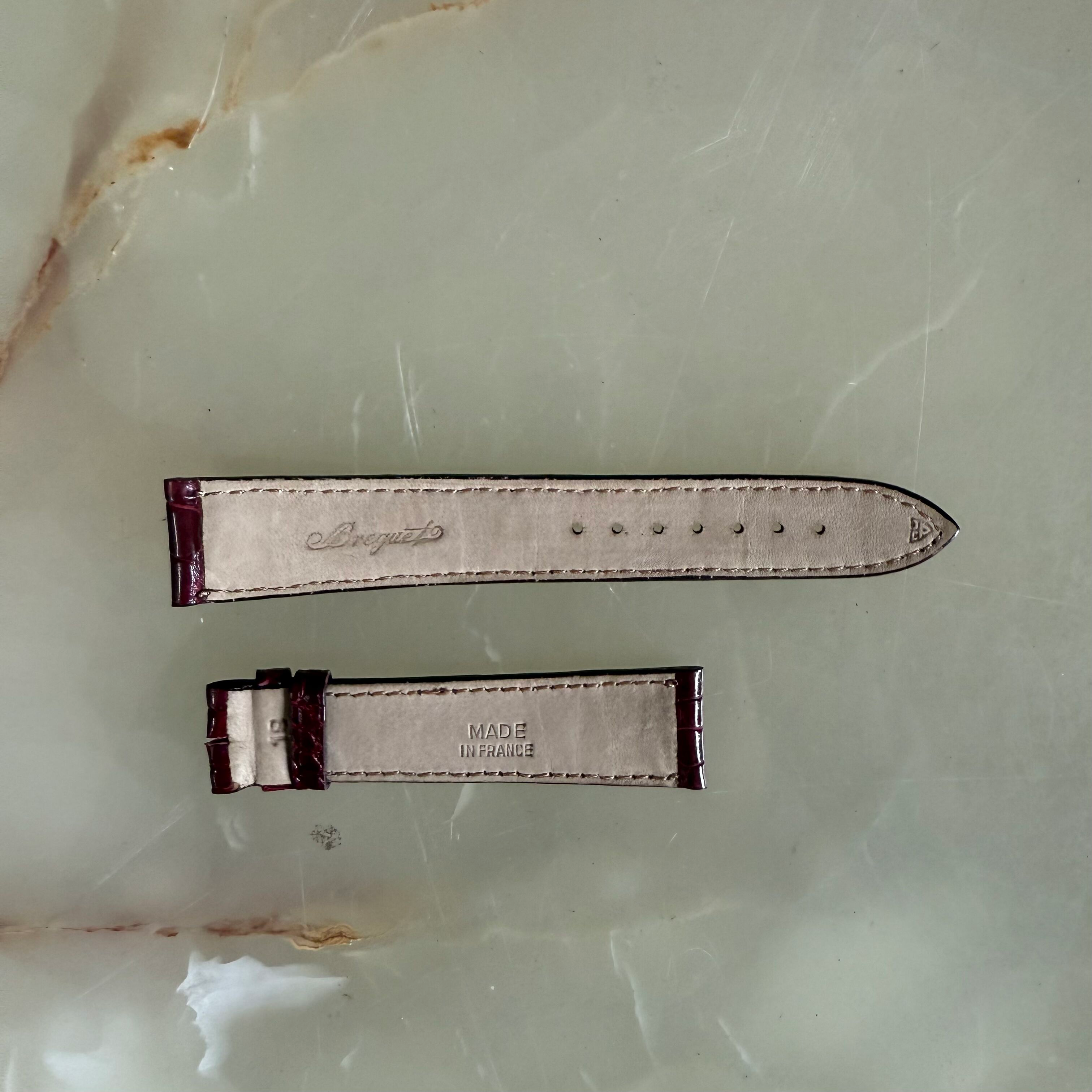 Authentic Breguet Burgundy Crocodile Watch Strap Band 18mm Padded & Stitched