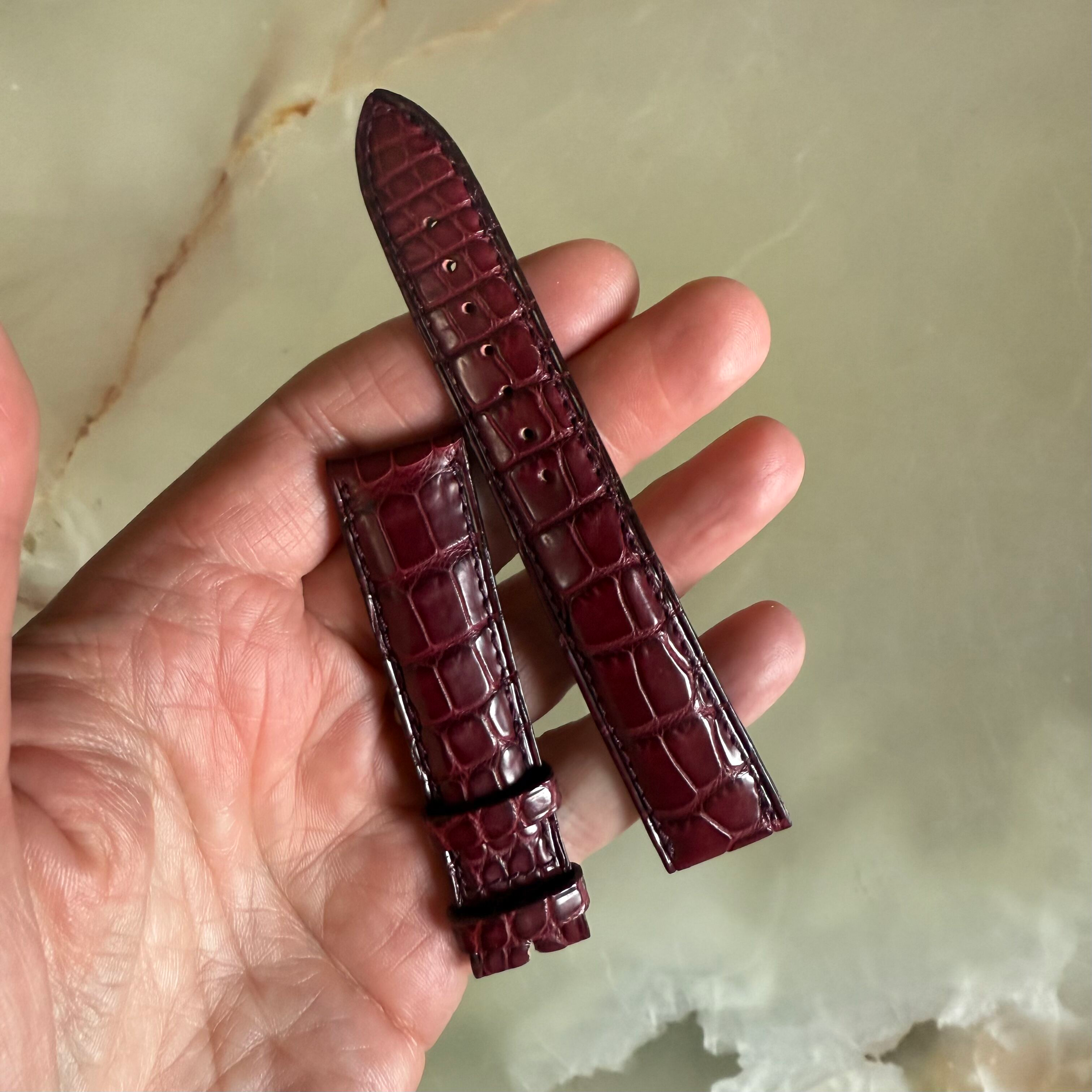 Authentic Breguet Burgundy Crocodile Watch Strap Band 18mm Padded & Stitched