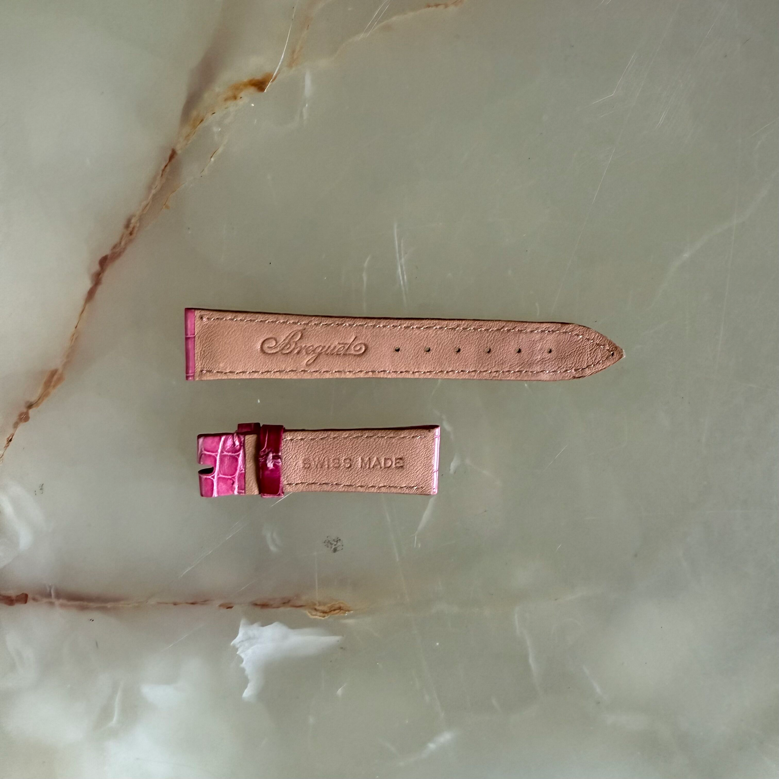Authentic Breguet Pink Crocodile Watch Strap Band 16.5mm Padded & Stitched