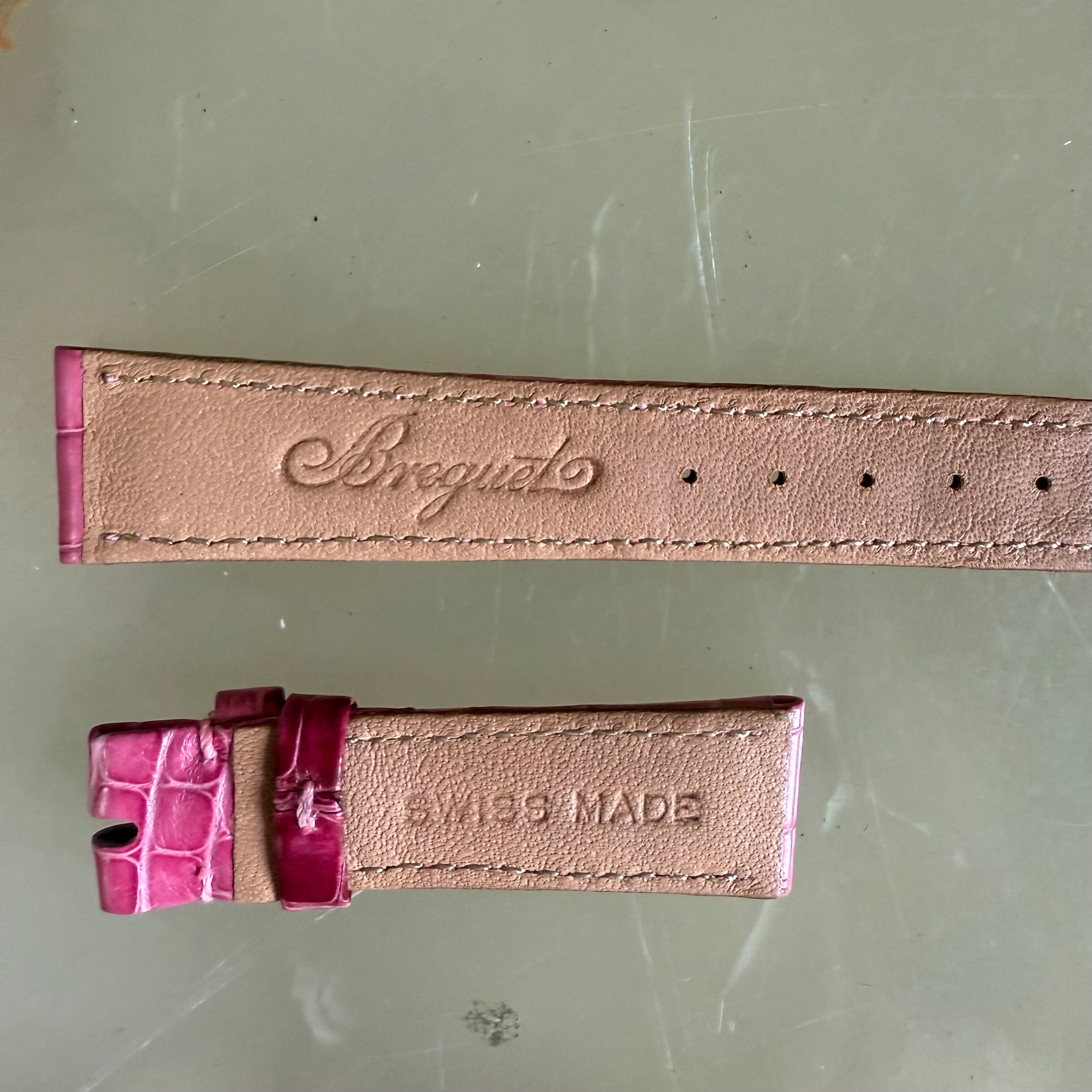 Authentic Breguet Pink Crocodile Watch Strap Band 16.5mm Padded & Stitched