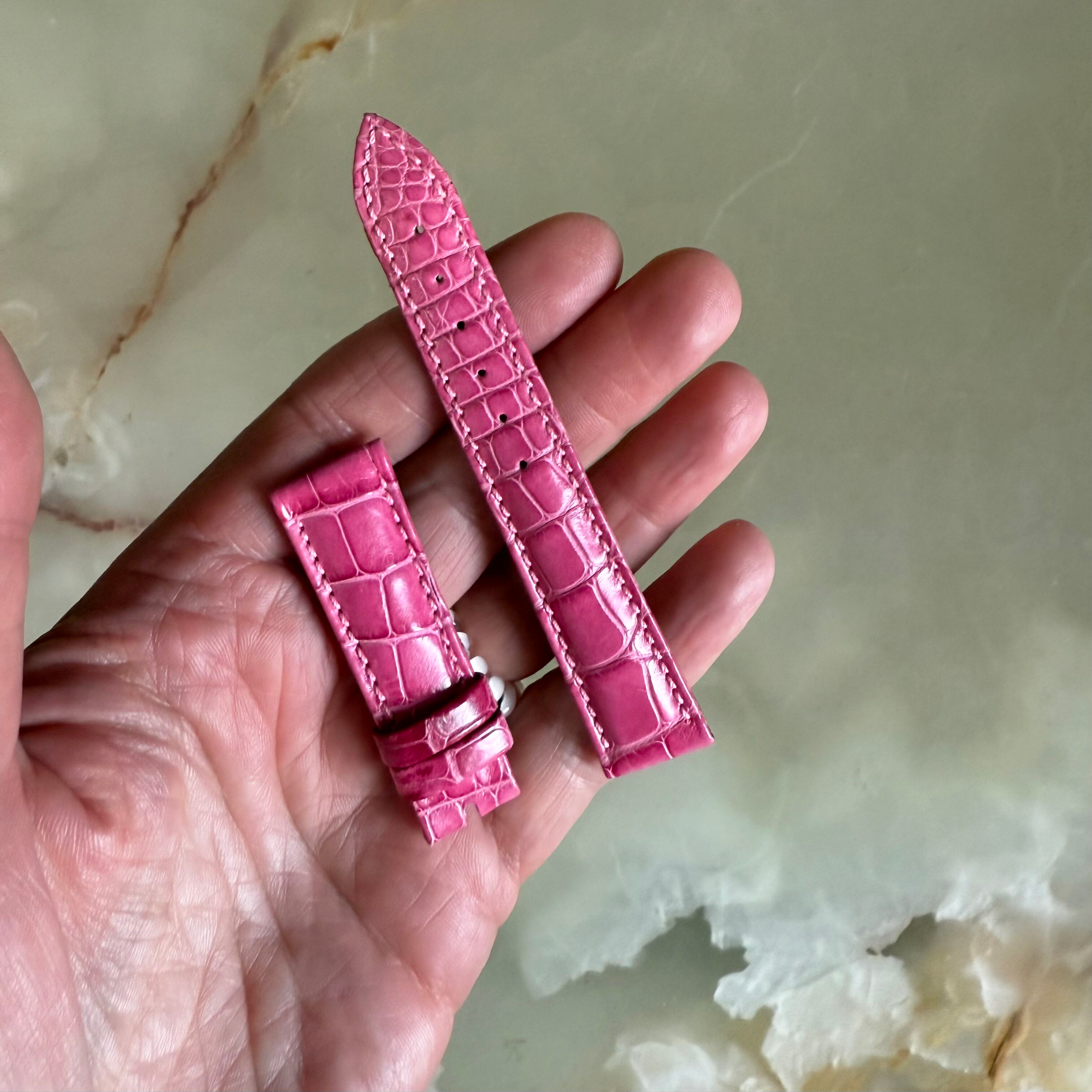 Authentic Breguet Pink Crocodile Watch Strap Band 16.5mm Padded & Stitched