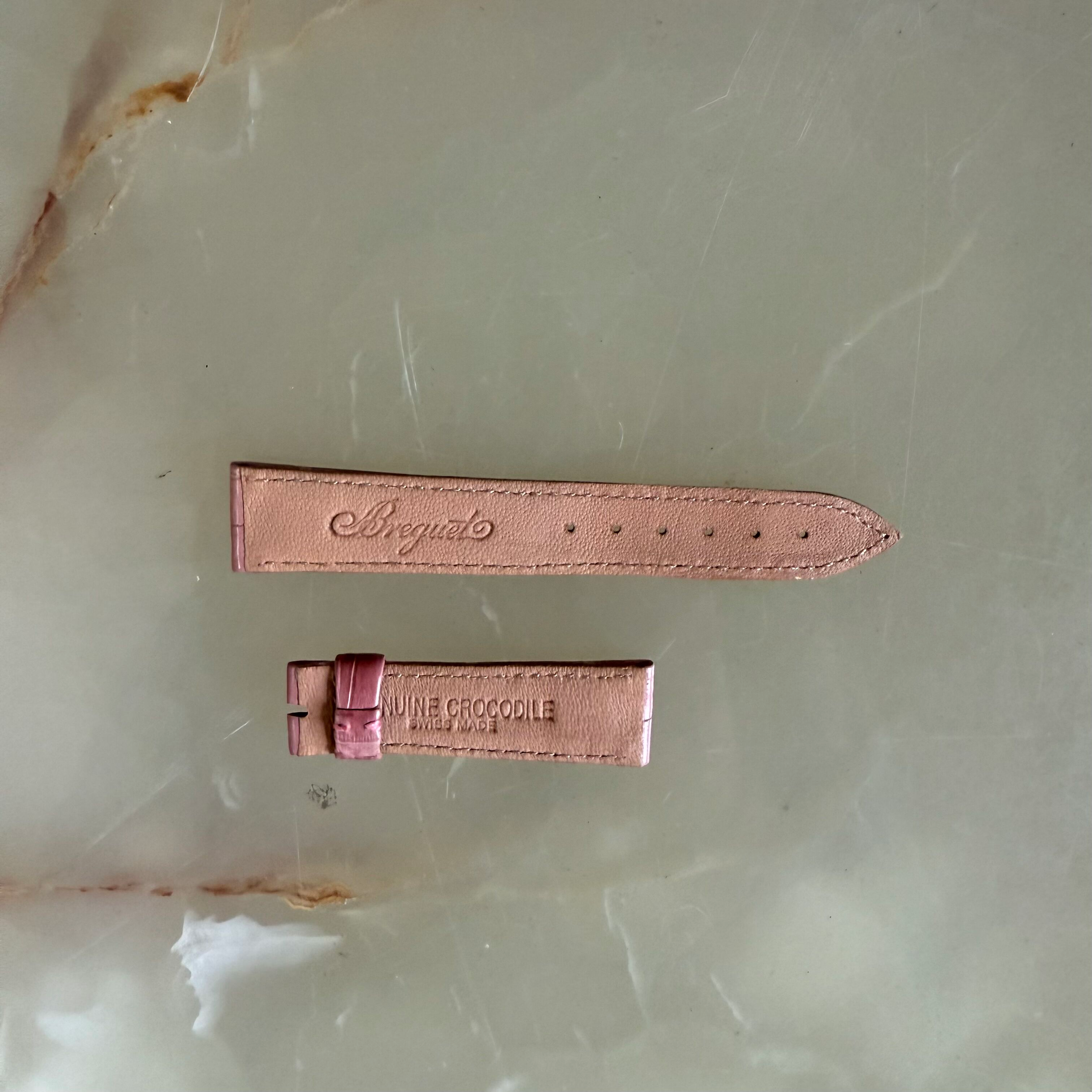 Authentic Breguet Pink Crocodile Watch Strap Band 17mm Padded & Stitched