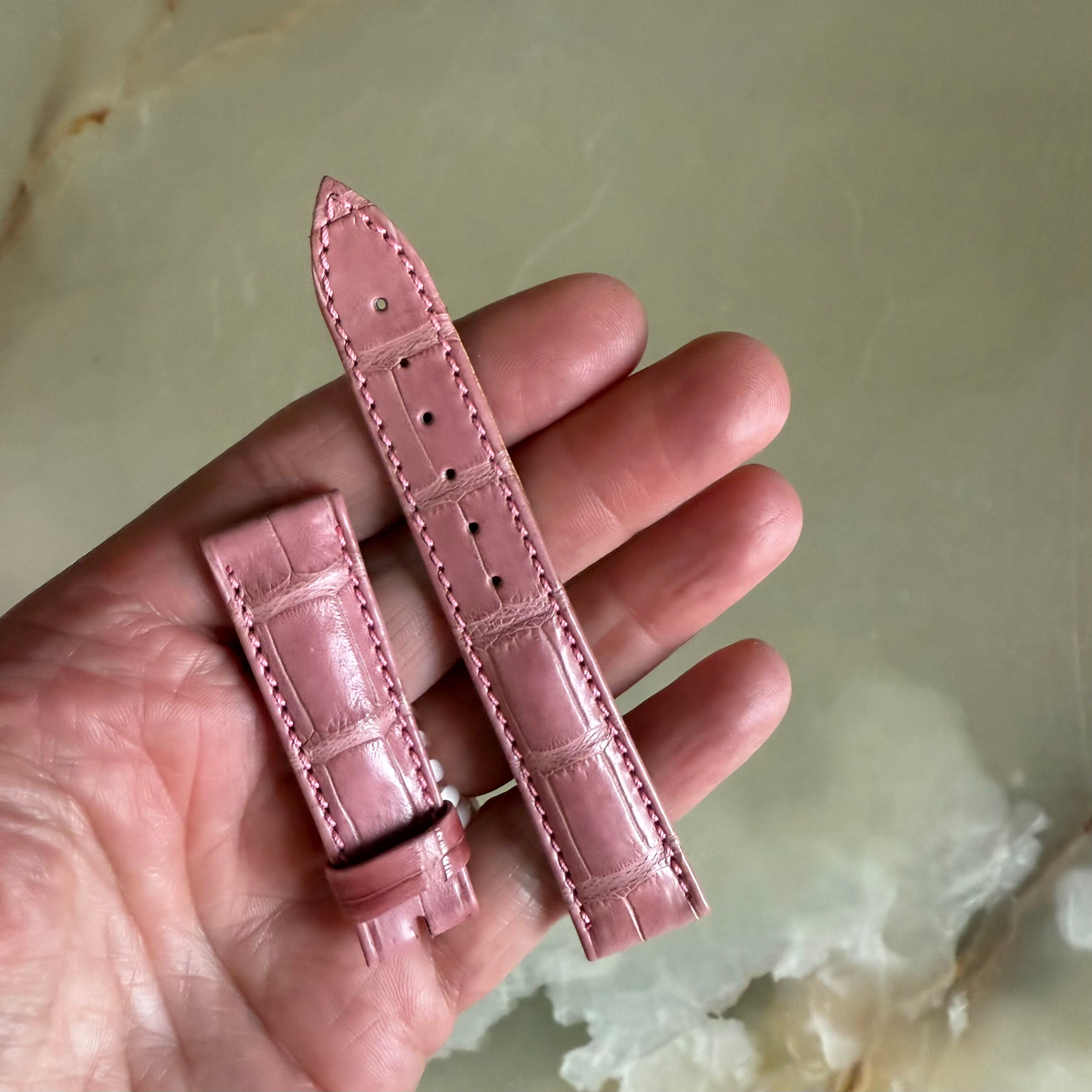 Authentic Breguet Pink Crocodile Watch Strap Band 17mm Padded & Stitched