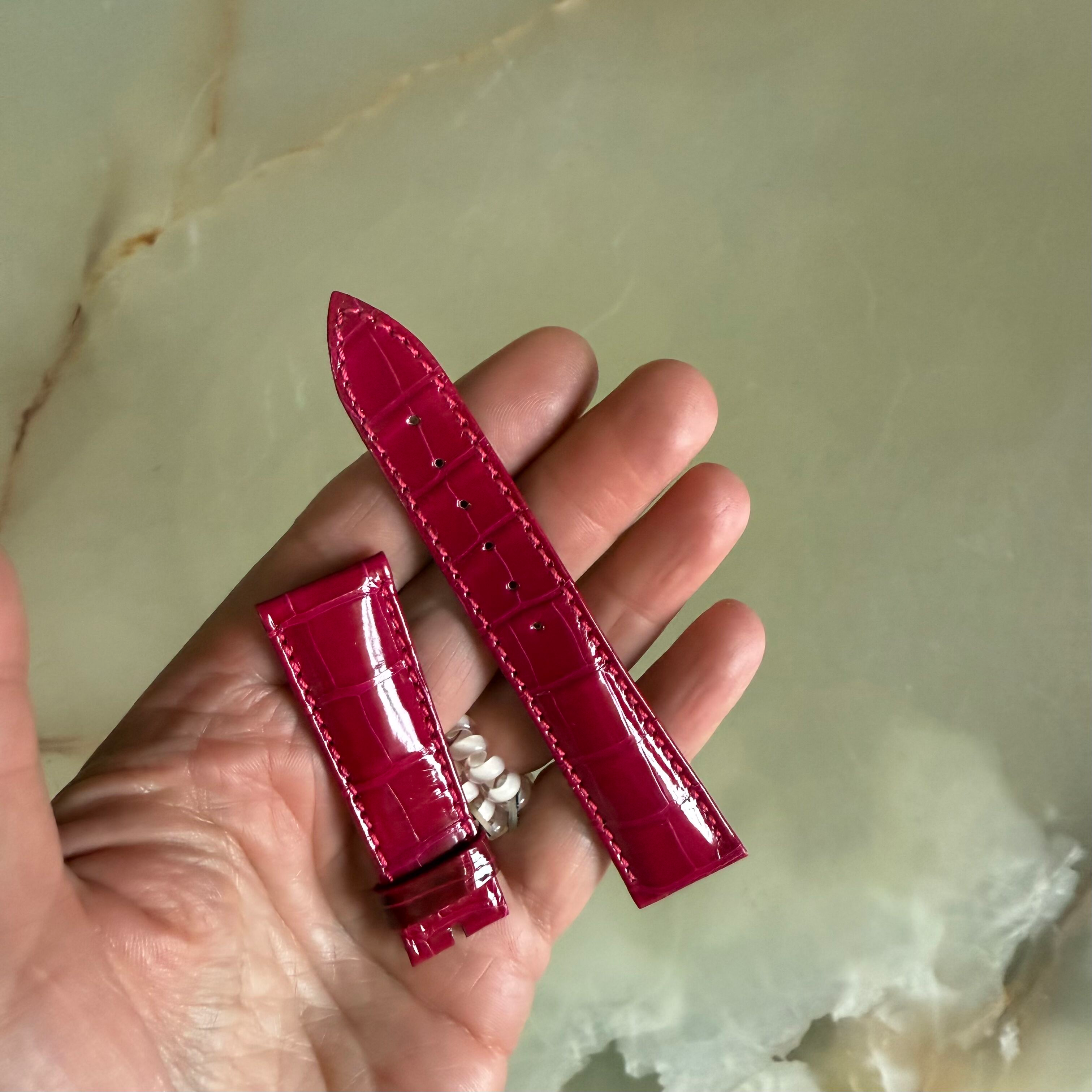 Authentic Breguet Fuchsia Crocodile Watch Strap Band 20mm Padded & Stitched