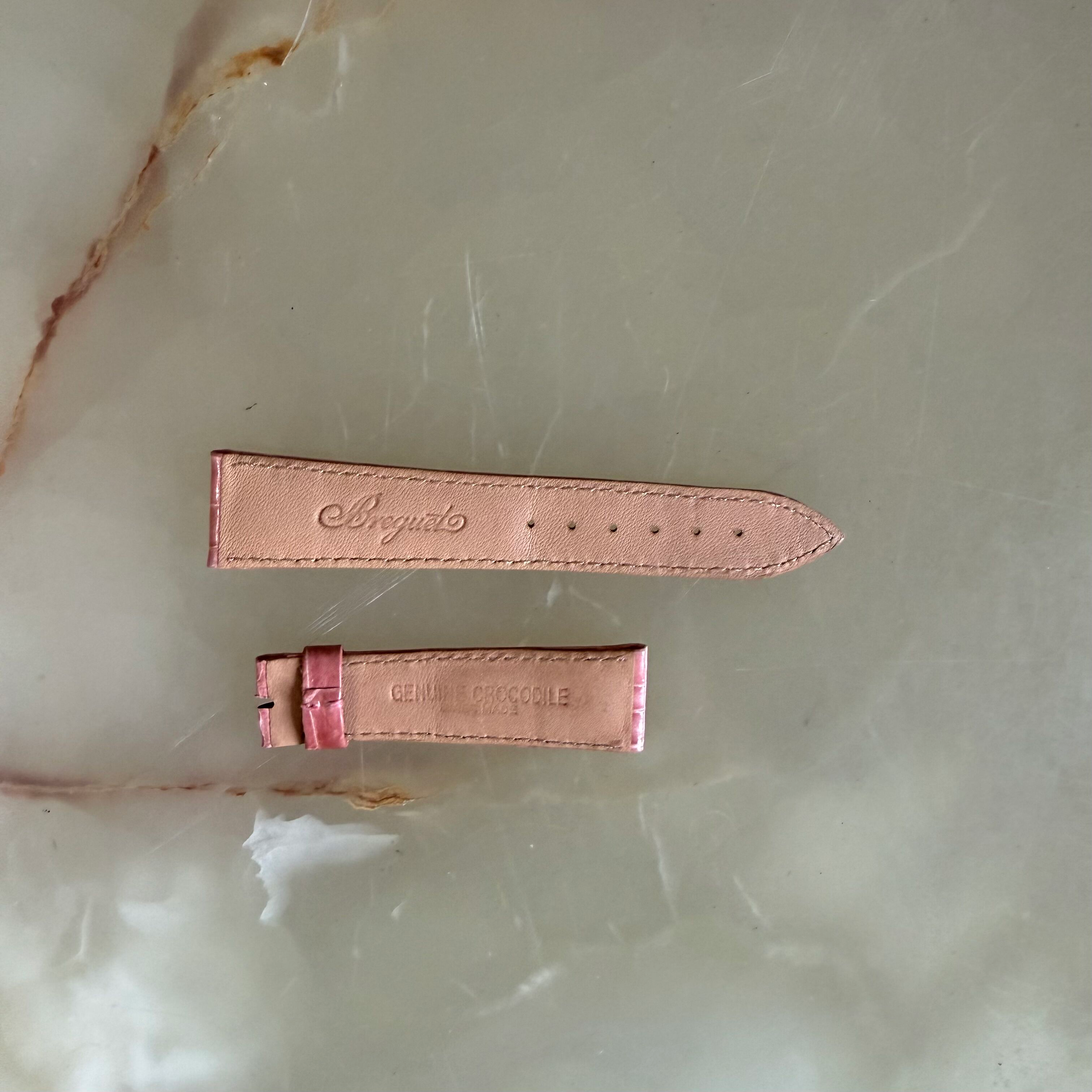 Authentic Breguet Pink Crocodile Watch Strap Band 19.5mm Padded & Stitched