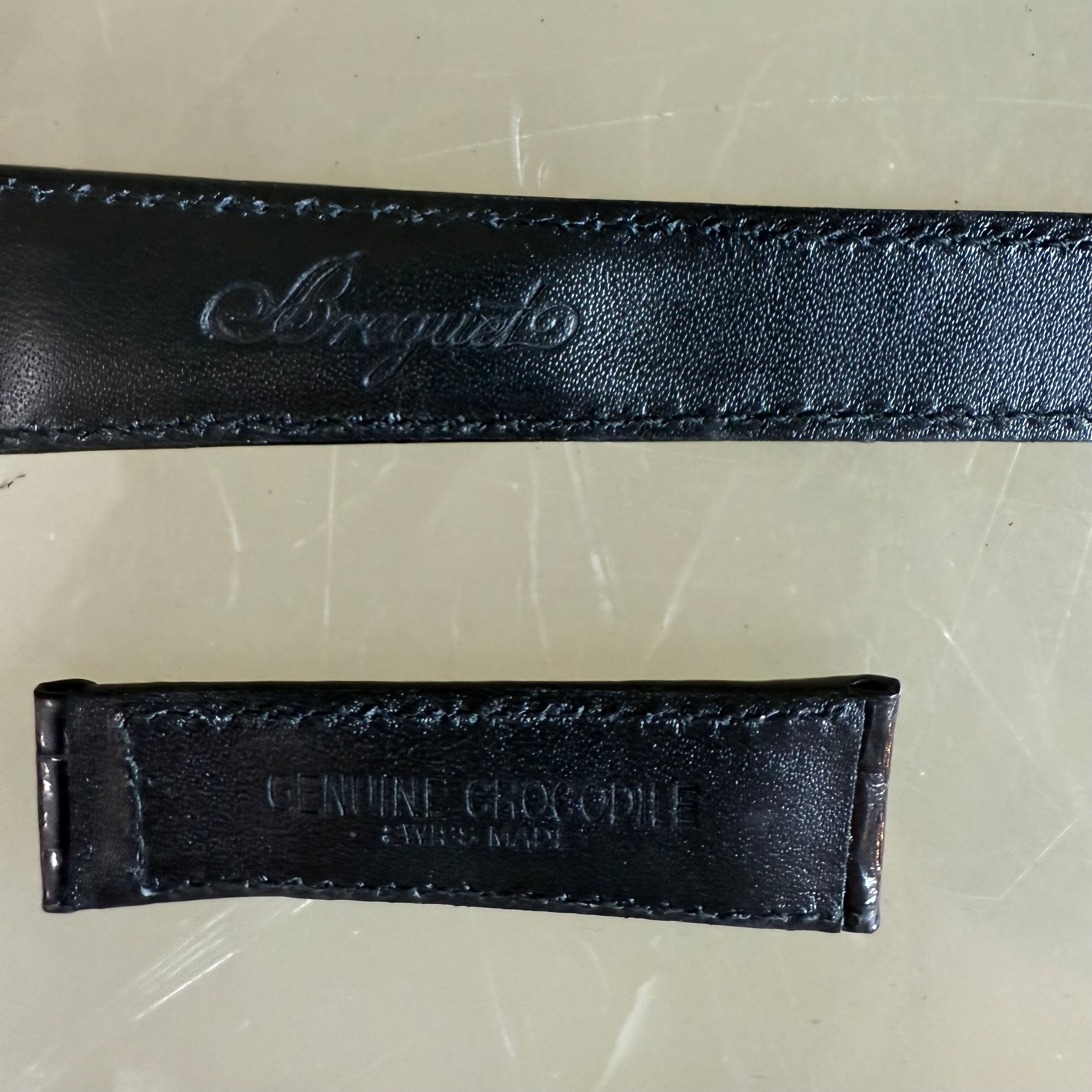 Authentic Breguet Black Crocodile Watch Strap Band 20mm Padded & Stitched