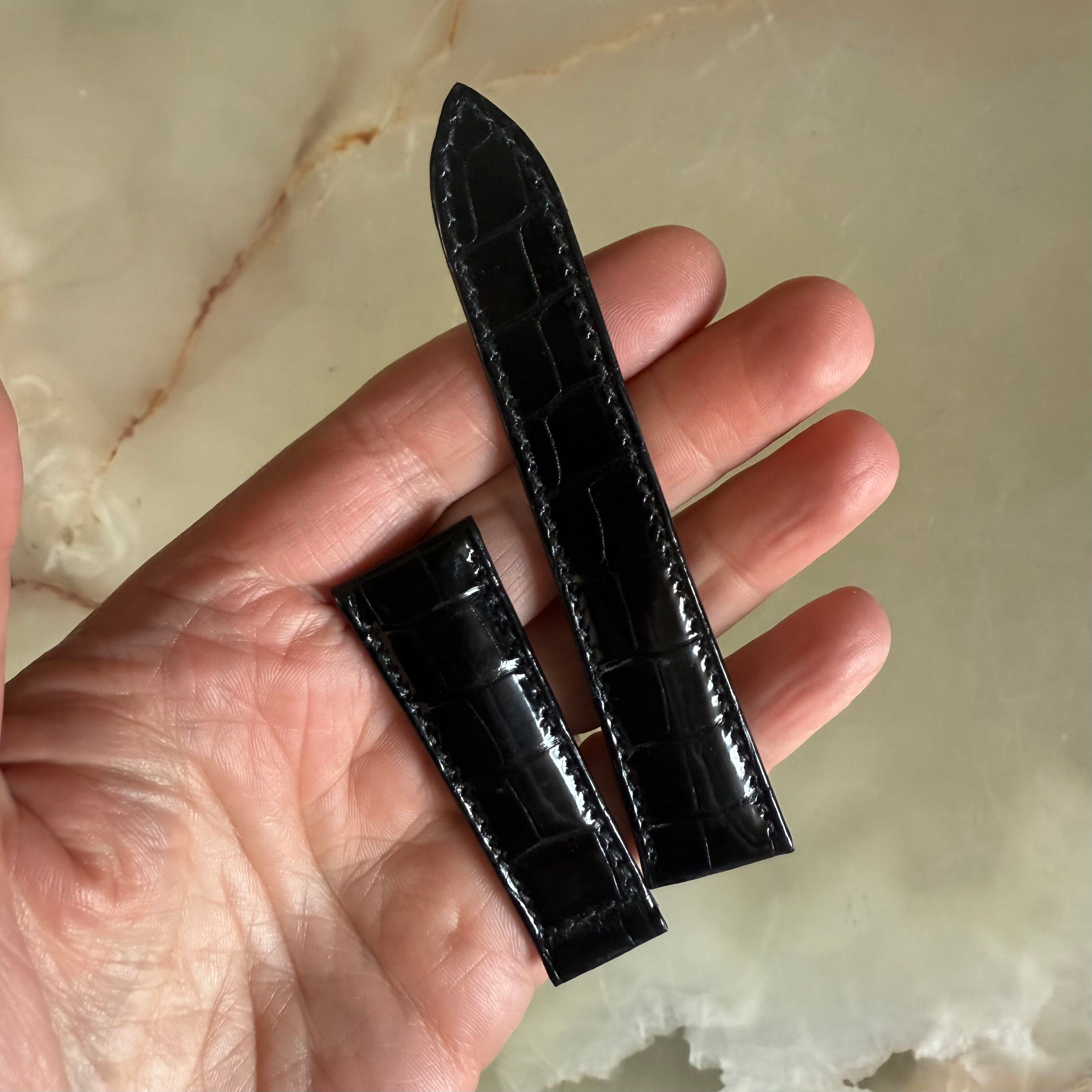 Authentic Breguet Black Crocodile Watch Strap Band 20mm Padded & Stitched