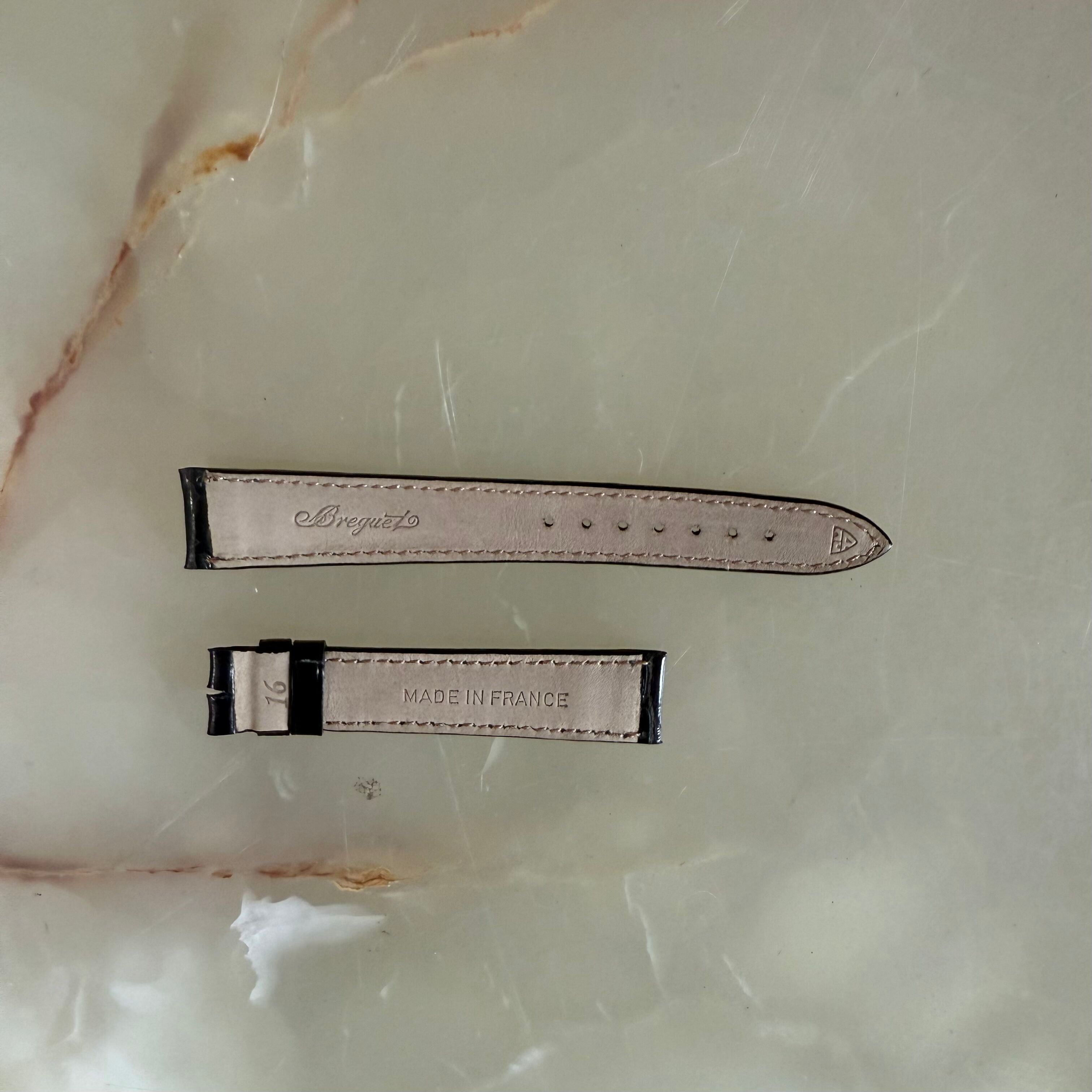 Authentic Breguet Black Crocodile Watch Strap Band 16mm Padded & Stitched
