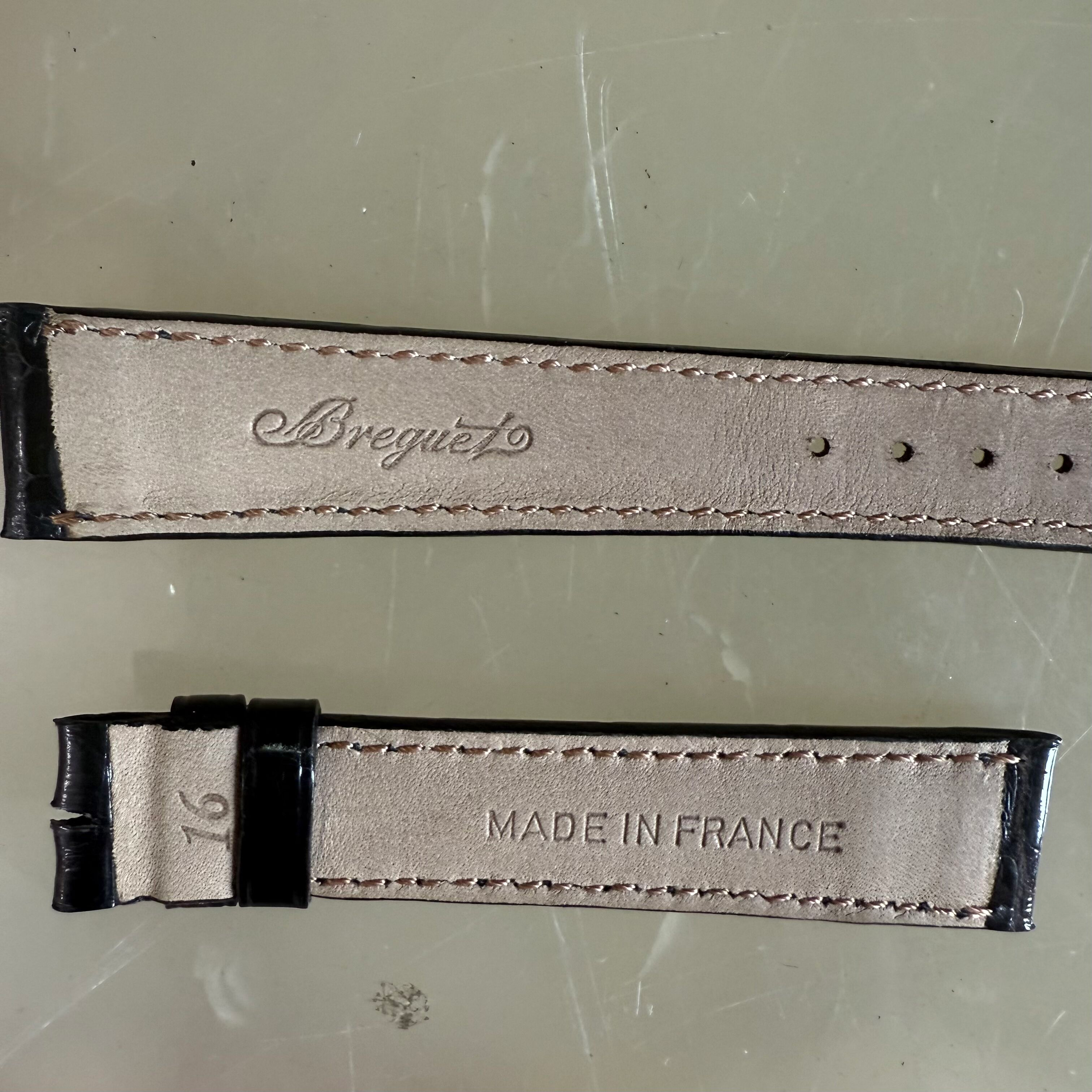 Authentic Breguet Black Crocodile Watch Strap Band 16mm Padded & Stitched