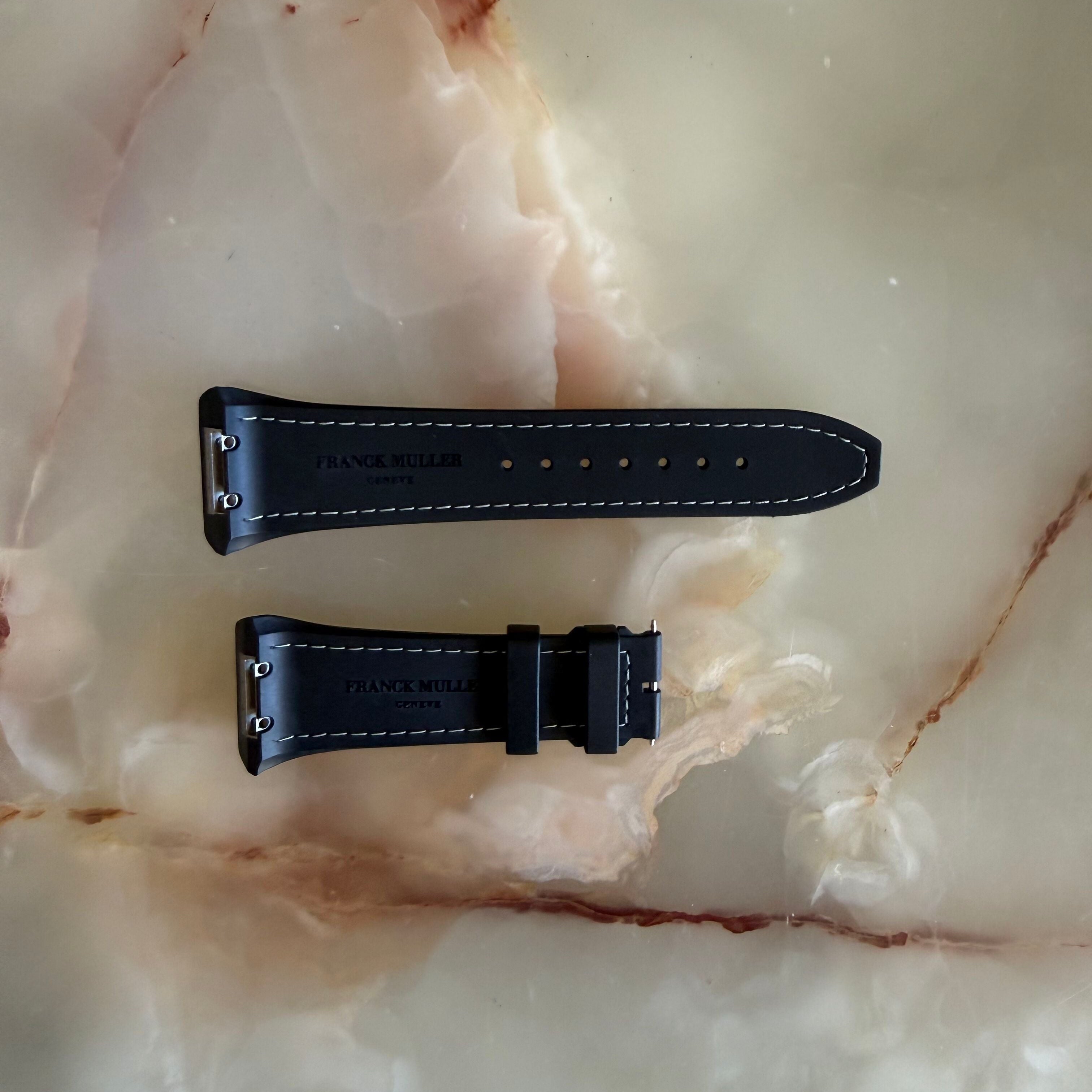 Authentic Franck Muller Black Crocodile/Rubber Quick Release Watch Strap Band 28mm