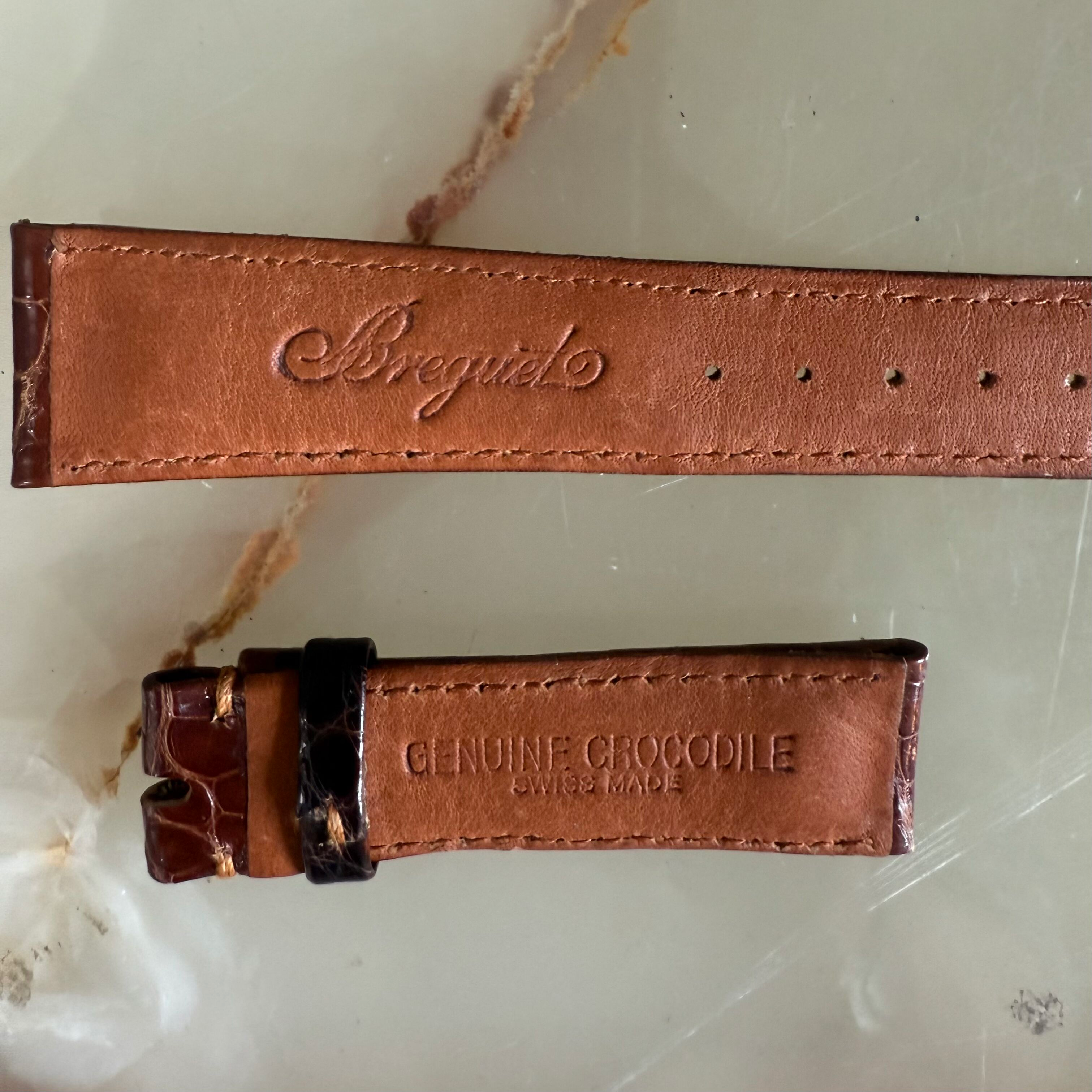 Authentic Breguet Brown Crocodile Watch Strap Band 18mm Padded & Stitched