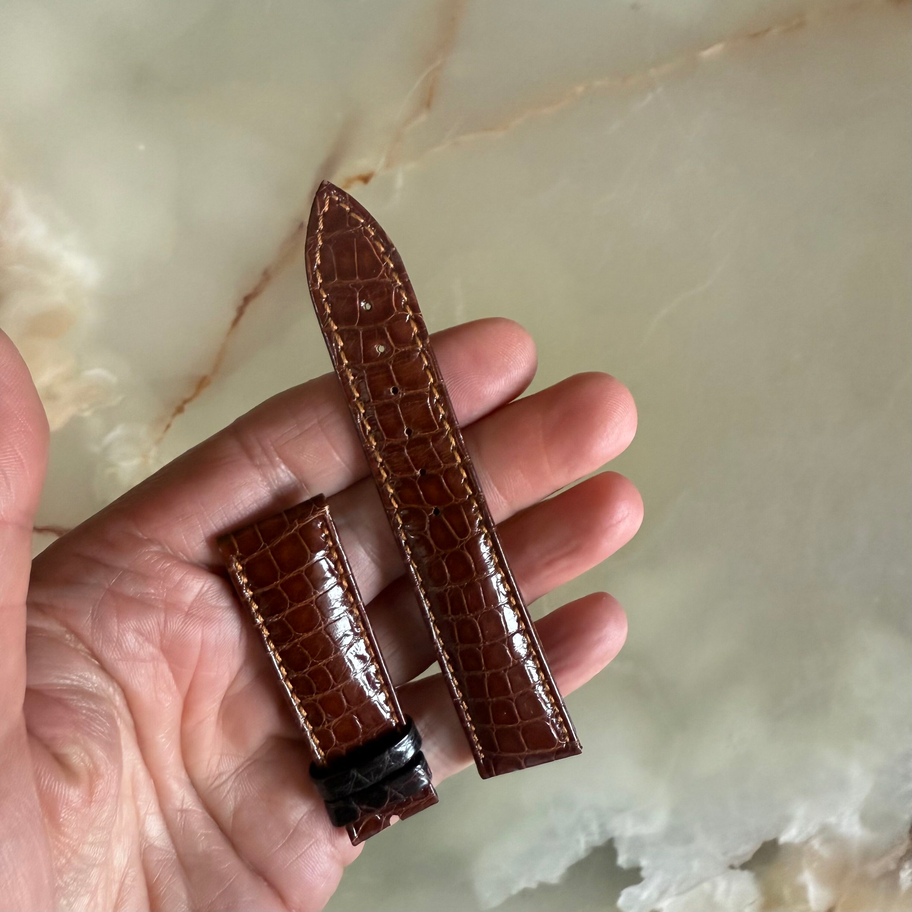 Authentic Breguet Brown Crocodile Watch Strap Band 18mm Padded & Stitched