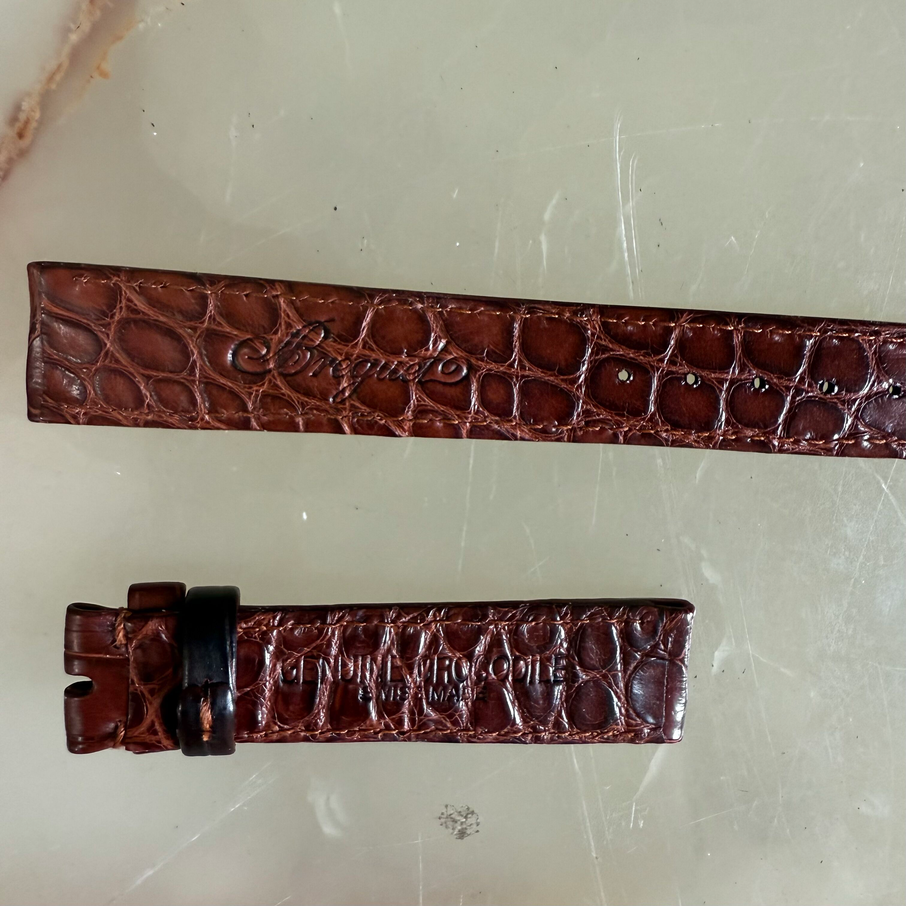 Authentic Breguet Brown Alligator Watch Strap Band 16mm Stitched