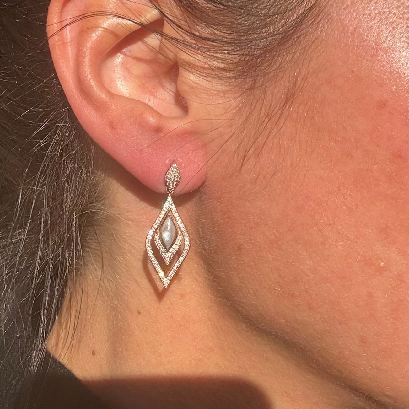 Kabana 14K Rose Gold Mother of Pearl Diamond Drop Earrings