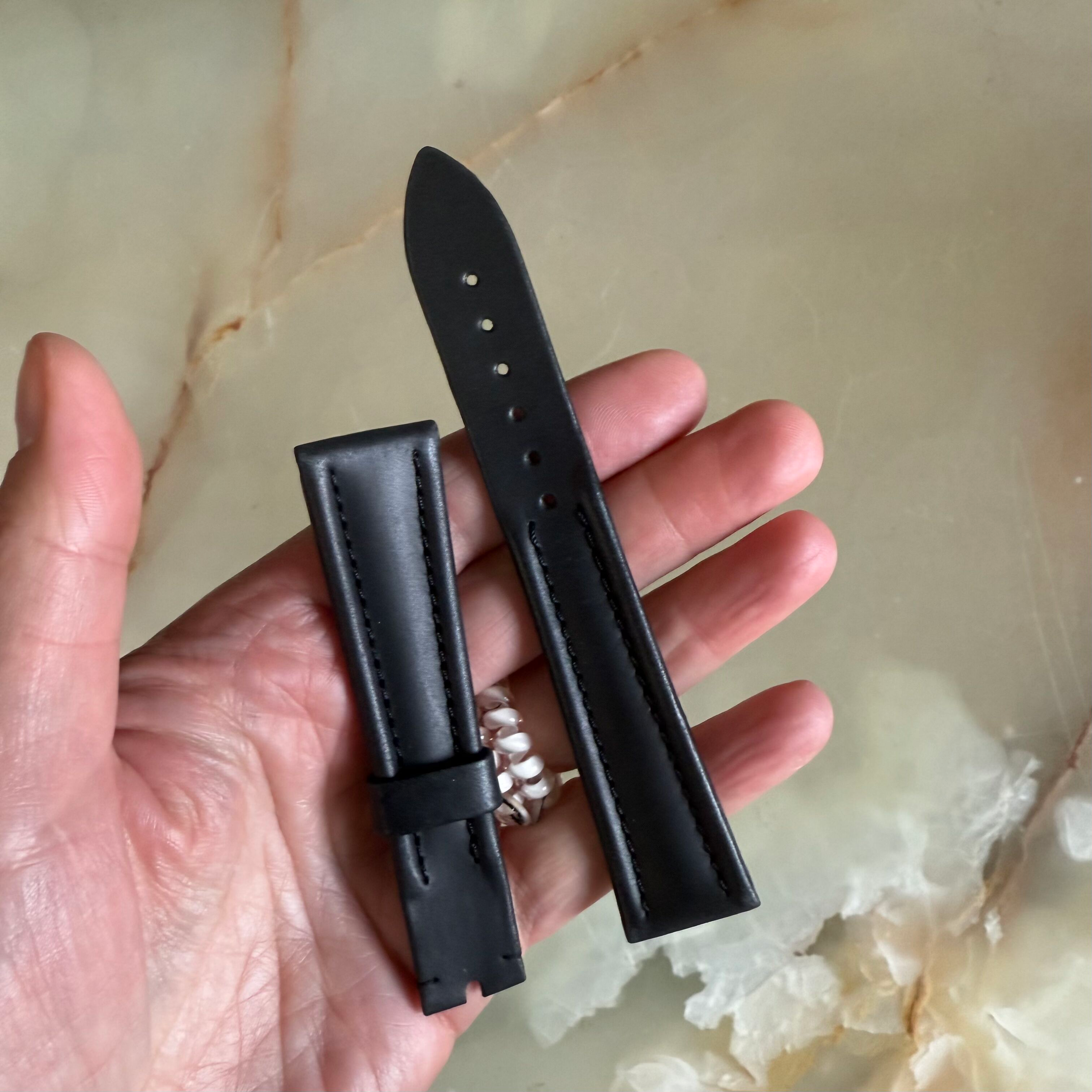 Authentic Breguet Black Genuine Leather Watch Strap Band 22mm