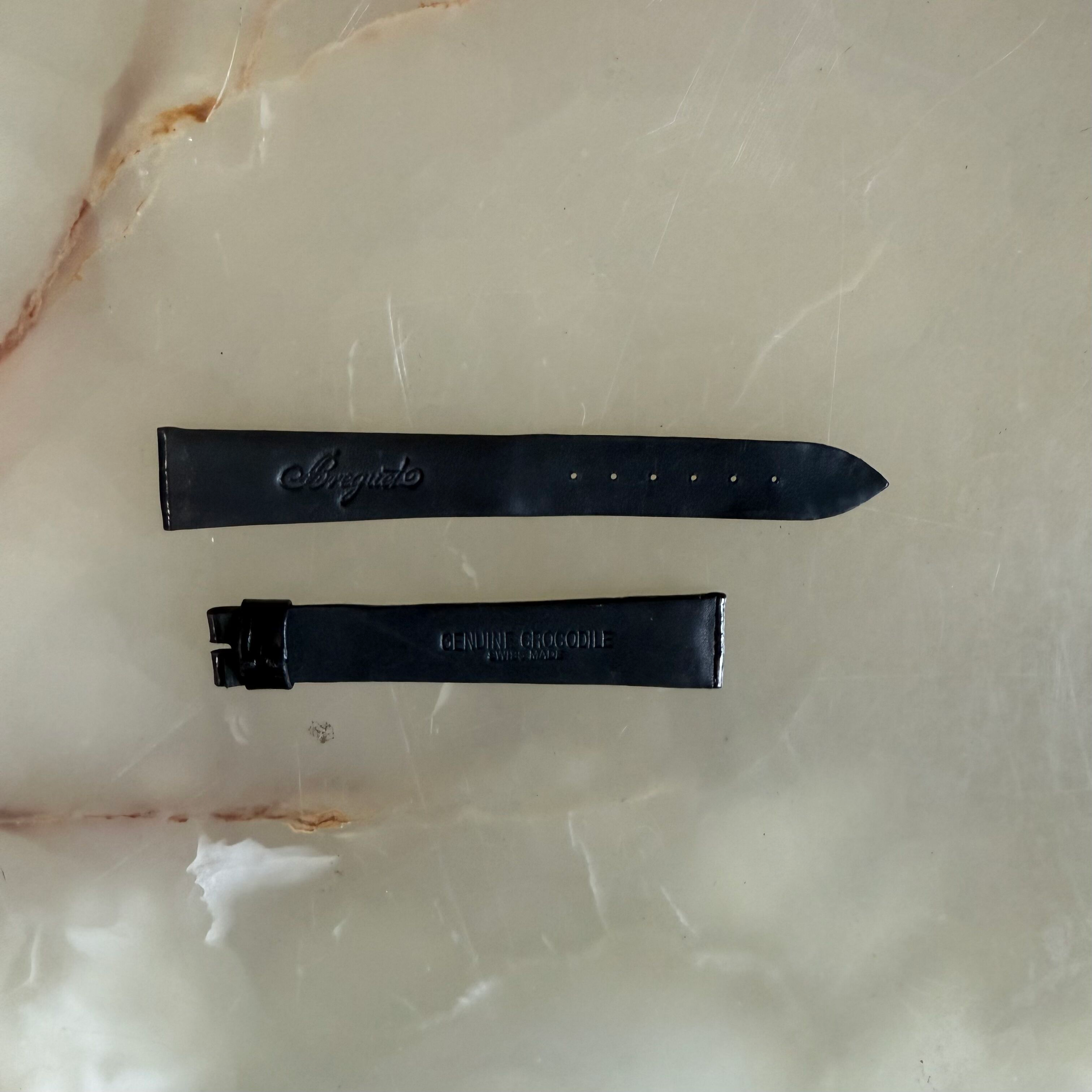 Authentic Breguet Black Genuine Crocodile Watch Strap Band 17.5mm