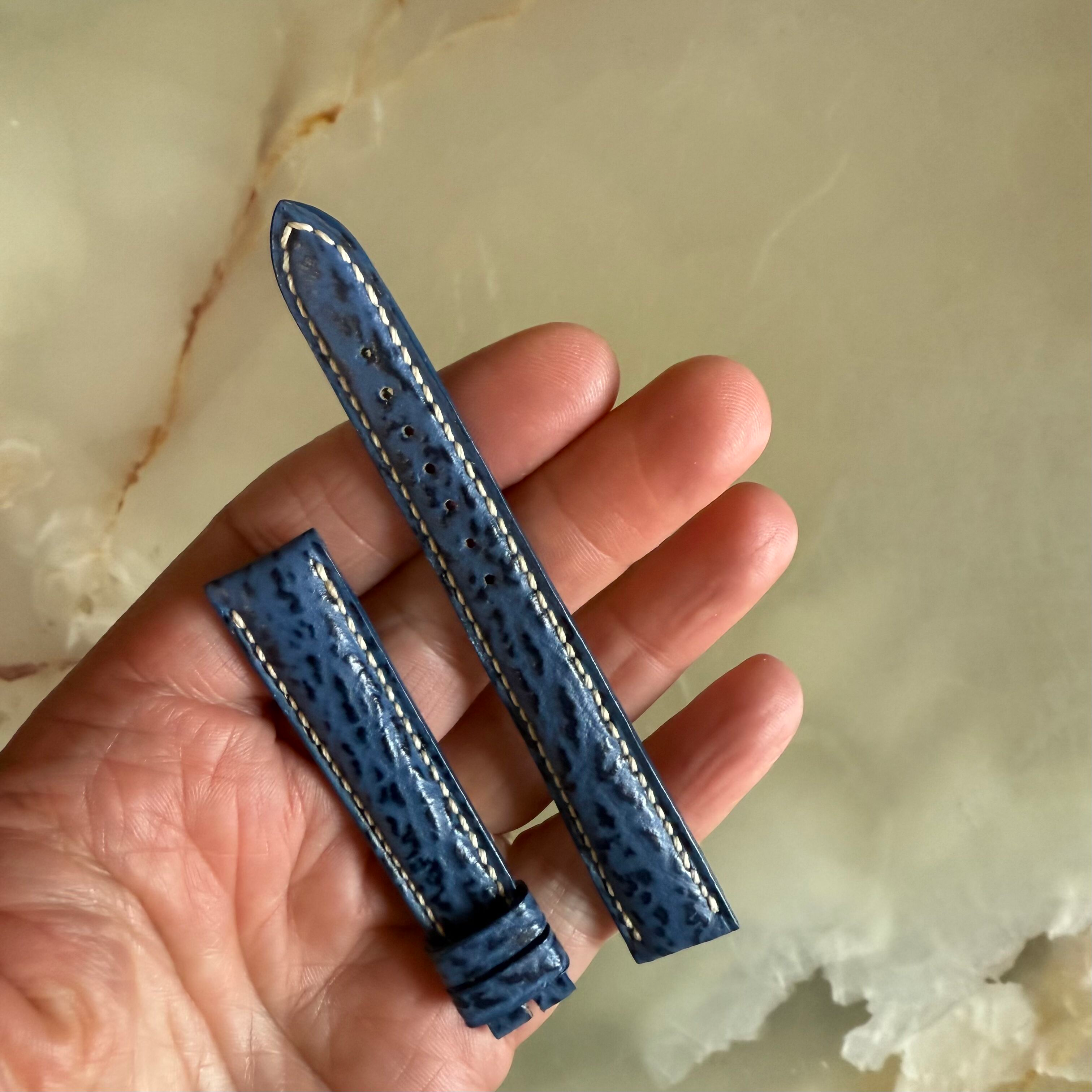 Authentic Breguet Blue Shark Watch Strap Band 15mm Padded & Stitched