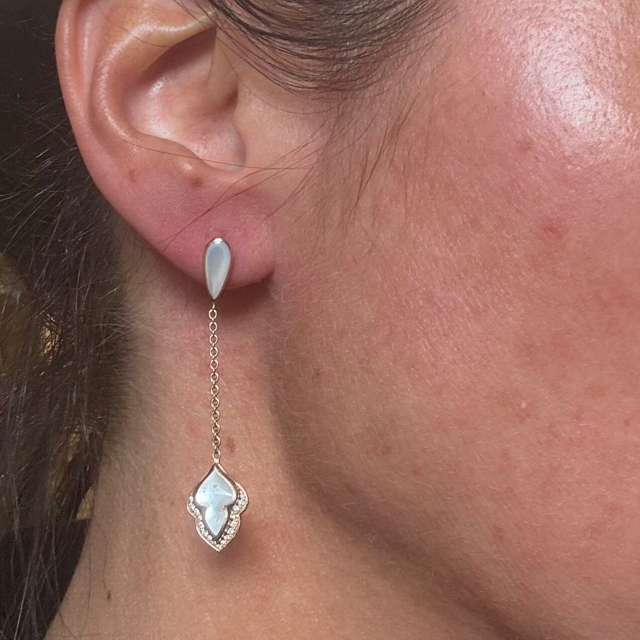 Kabana 14K Yellow Gold Mother of Pearl Diamond Drop Earrings