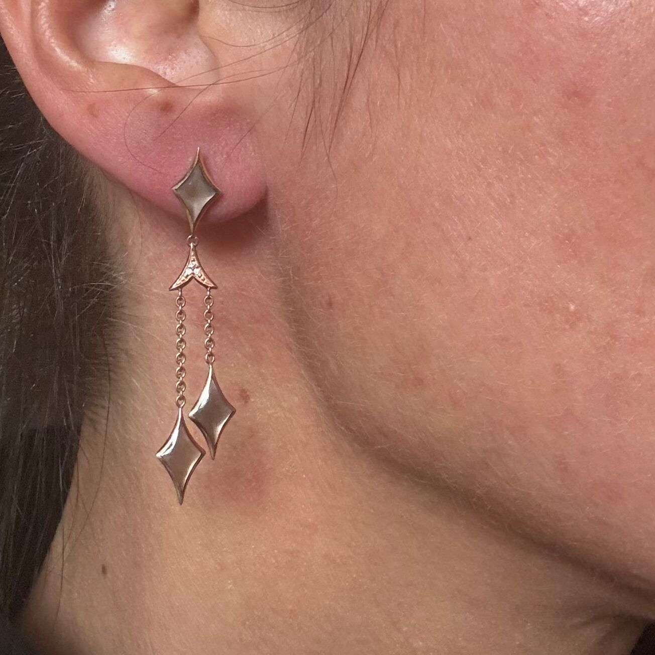 Kabana 14K Rose Gold Pink Mother of Pearl Diamond Drop Earrings