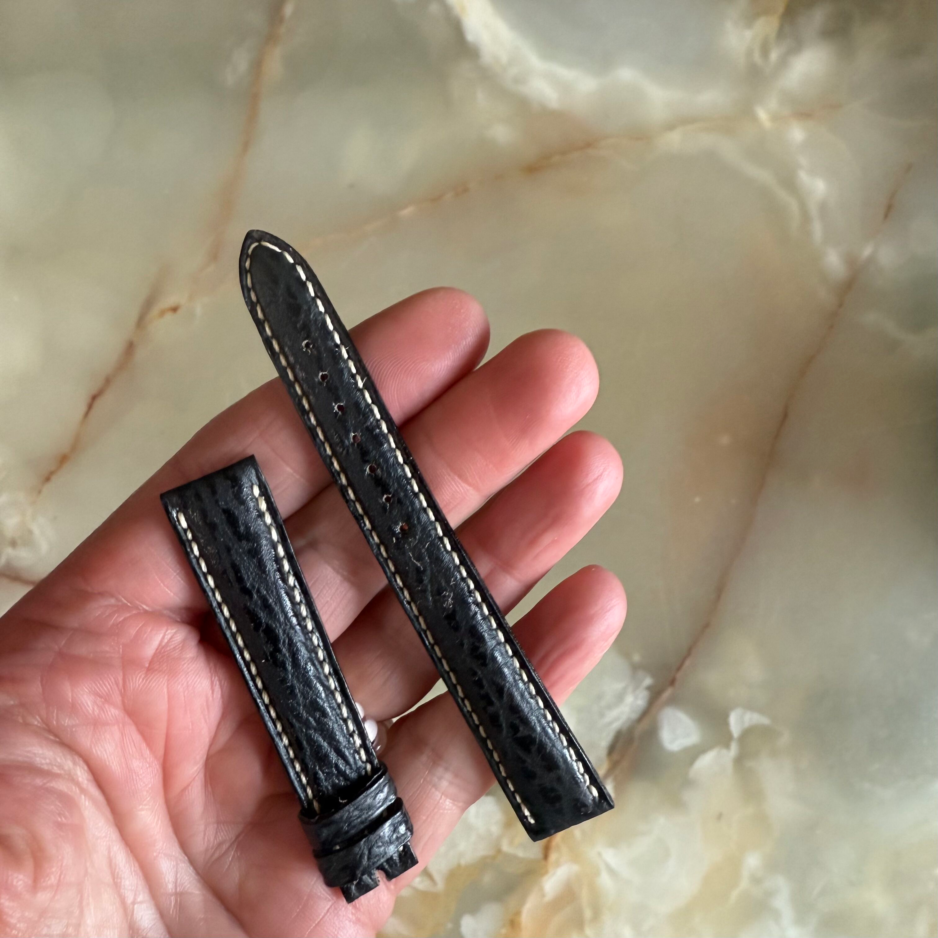 Authentic Breguet Black Shark Watch Strap Band 15mm Padded & Stitched