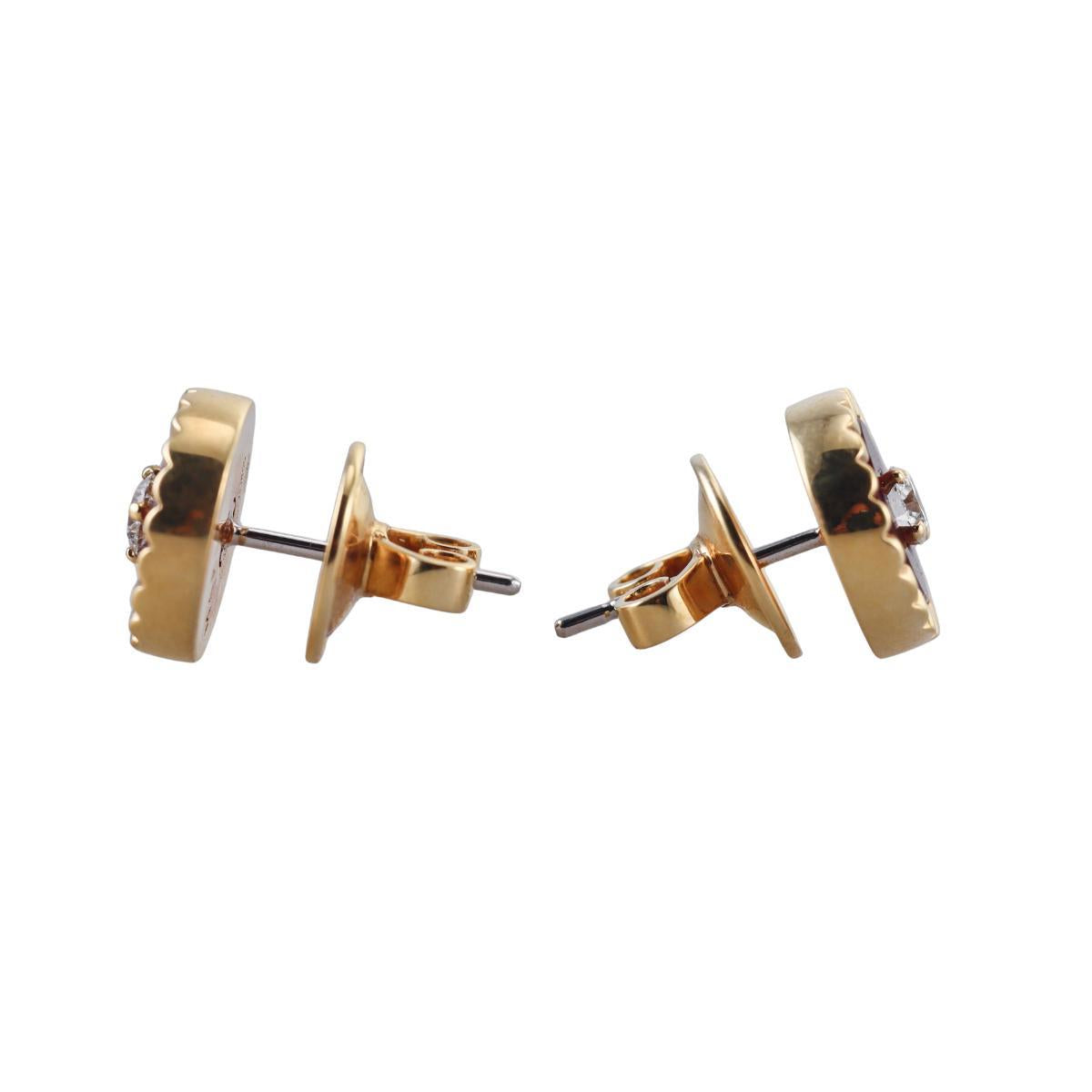 Marli 18k Yellow Gold Diamond Carnelian Stud Earrings