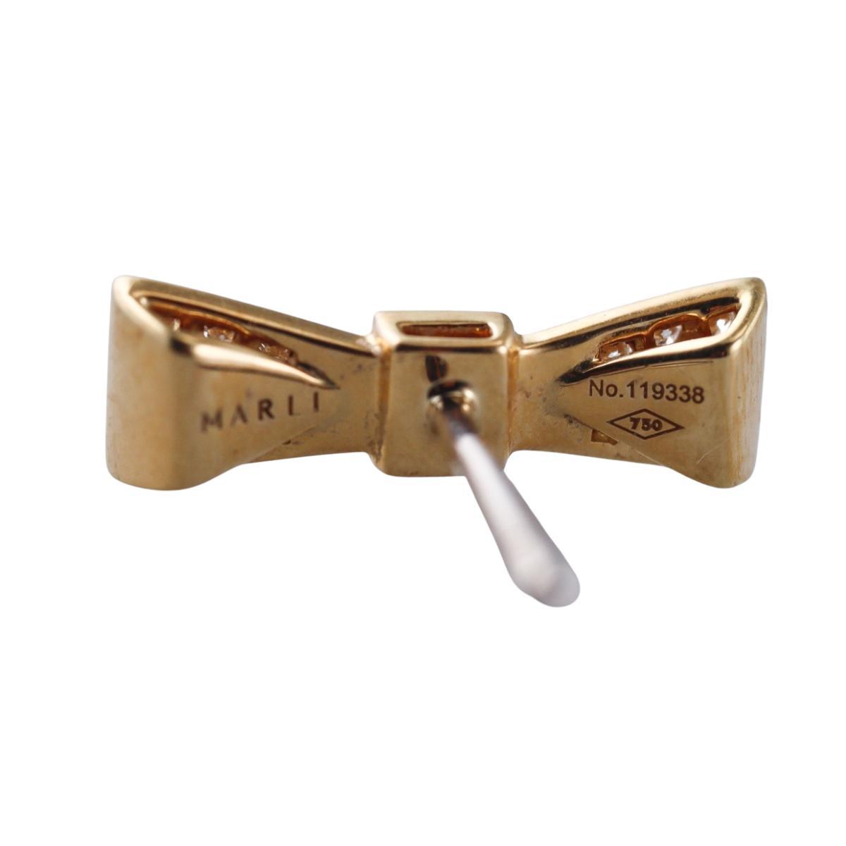 Marli 18k Gold Diamond Bow Stud Earrings