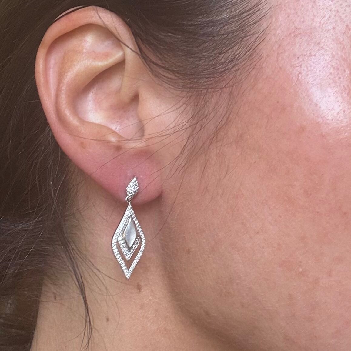 Kabana 14K White Gold Mother of Pearl Diamond Drop Earrings