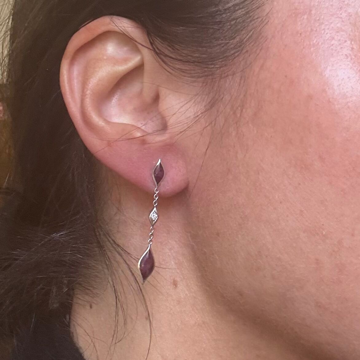 Kabana 14K White Gold Purple Spiny Oyster Diamond Drop Earrings