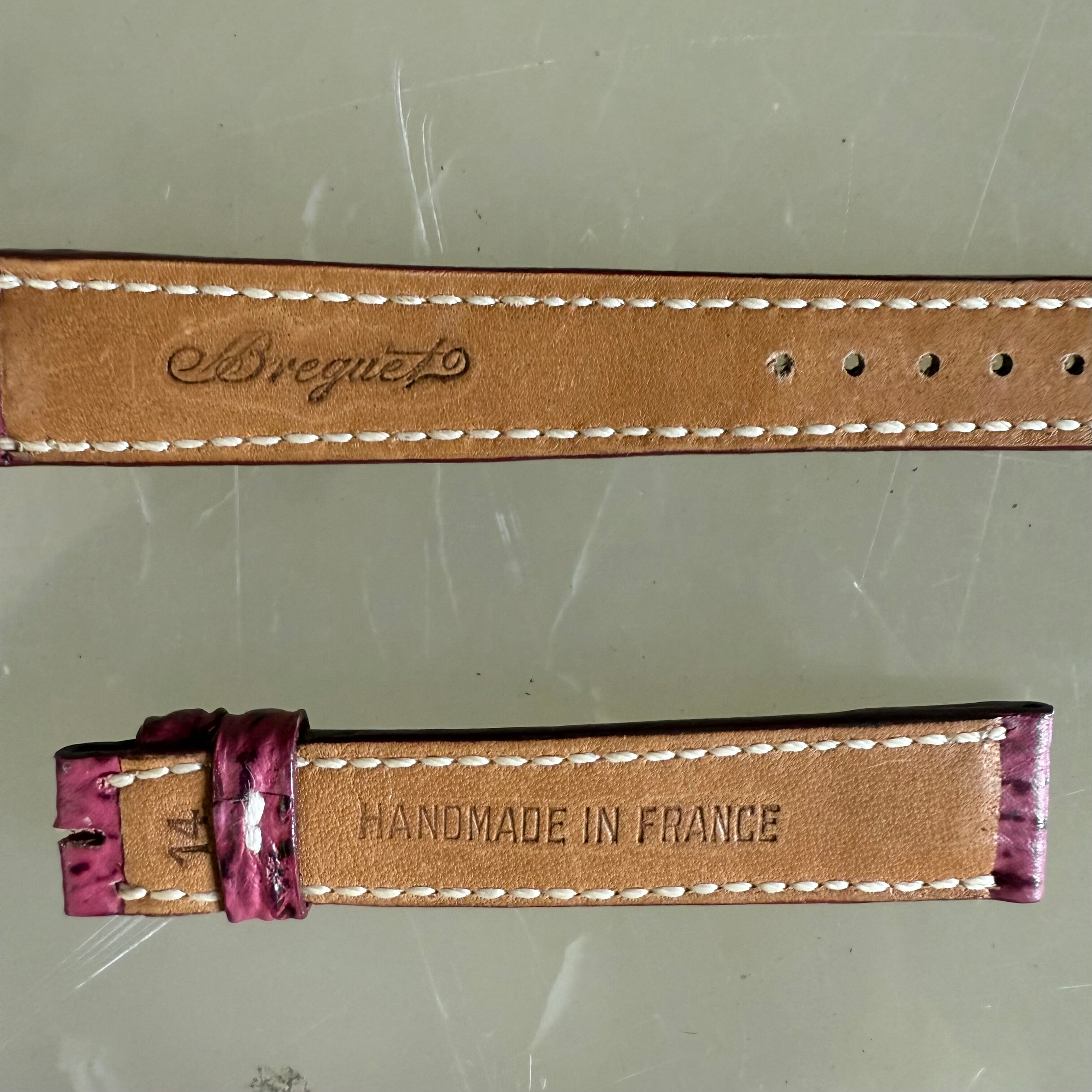 Authentic Breguet Pink Shark Watch Strap Band 15mm Padded & Stitched