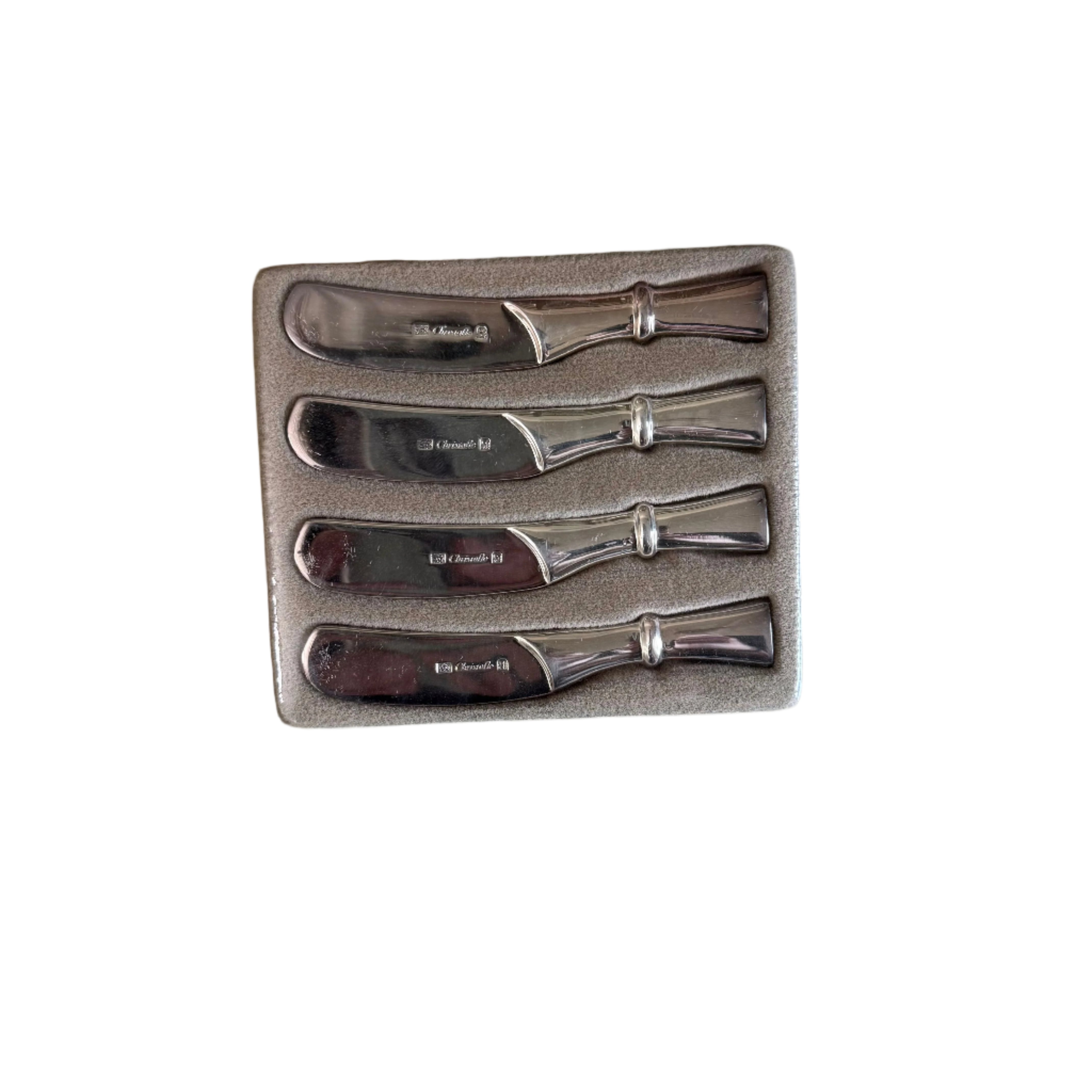 Christofle Babylone Silver Plated Butter Spreader Knife Set of 4 4236625