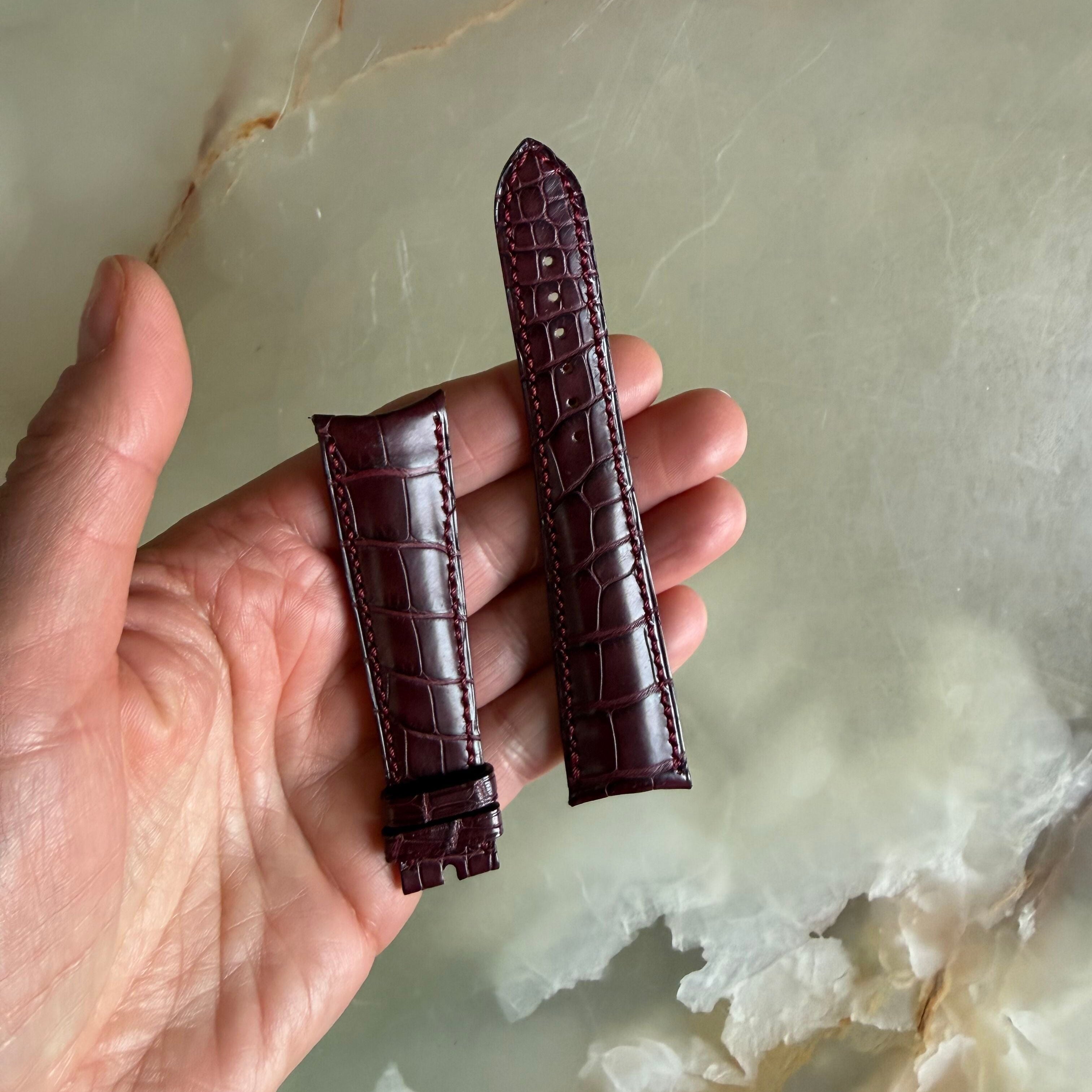 Authentic Girard Perregaux Burgundy Crocodile Watch Strap Band 21mm Padded & Stitched