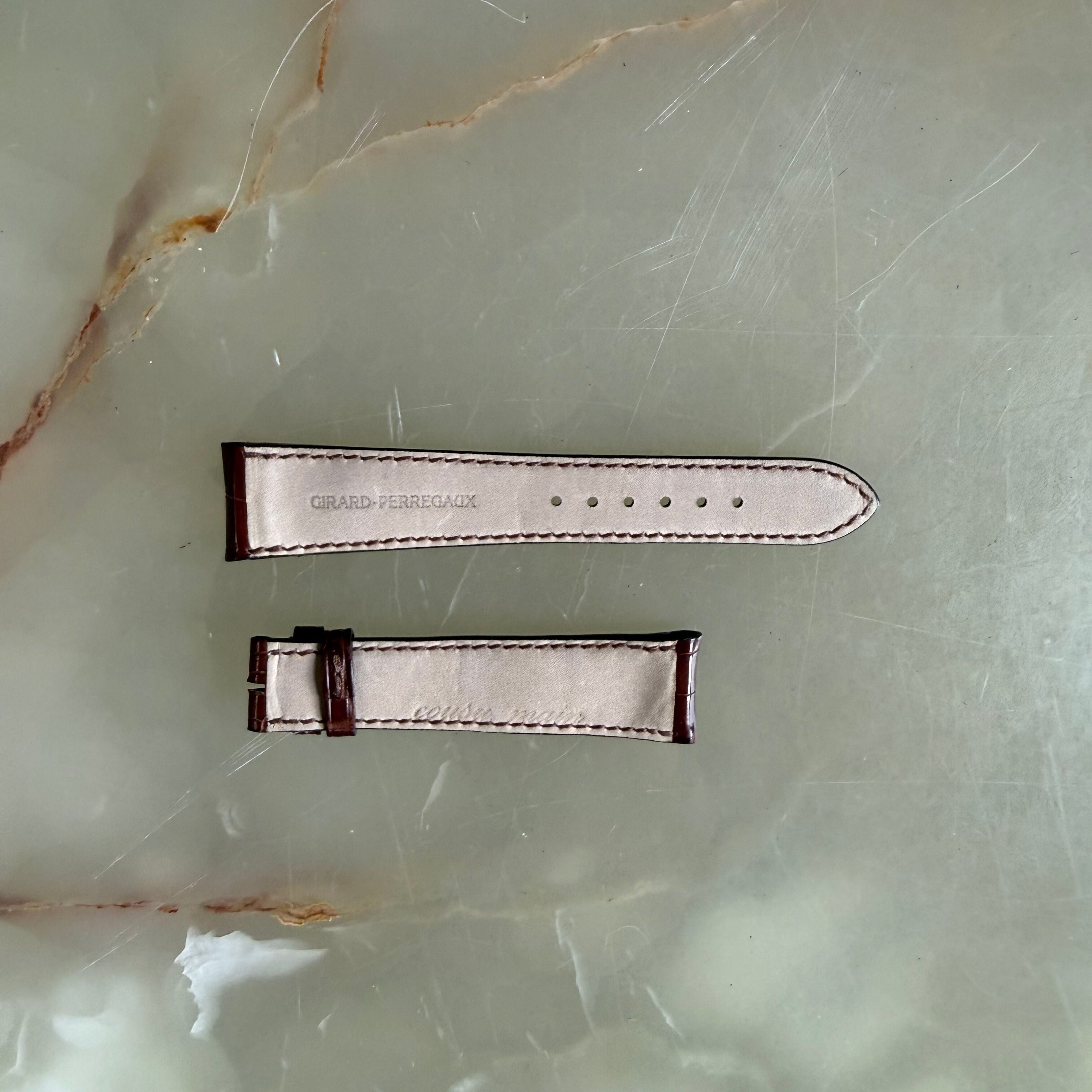 Authentic Girard Perregaux Brown Crocodile Watch Strap Band 20mm Padded & Stitched