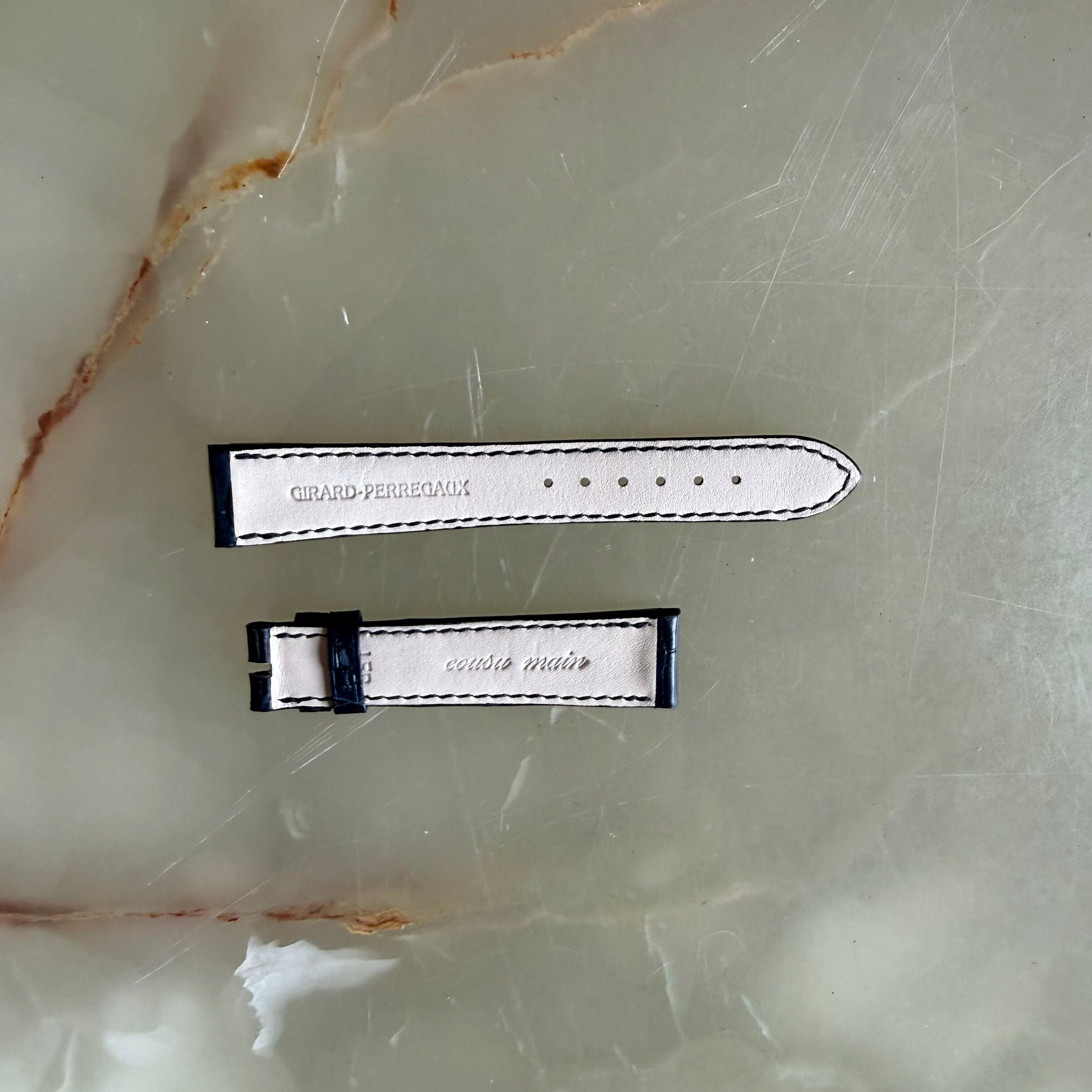 Authentic Girard Perregaux Blue Crocodile Watch Strap Band 16mm Padded & Stitched