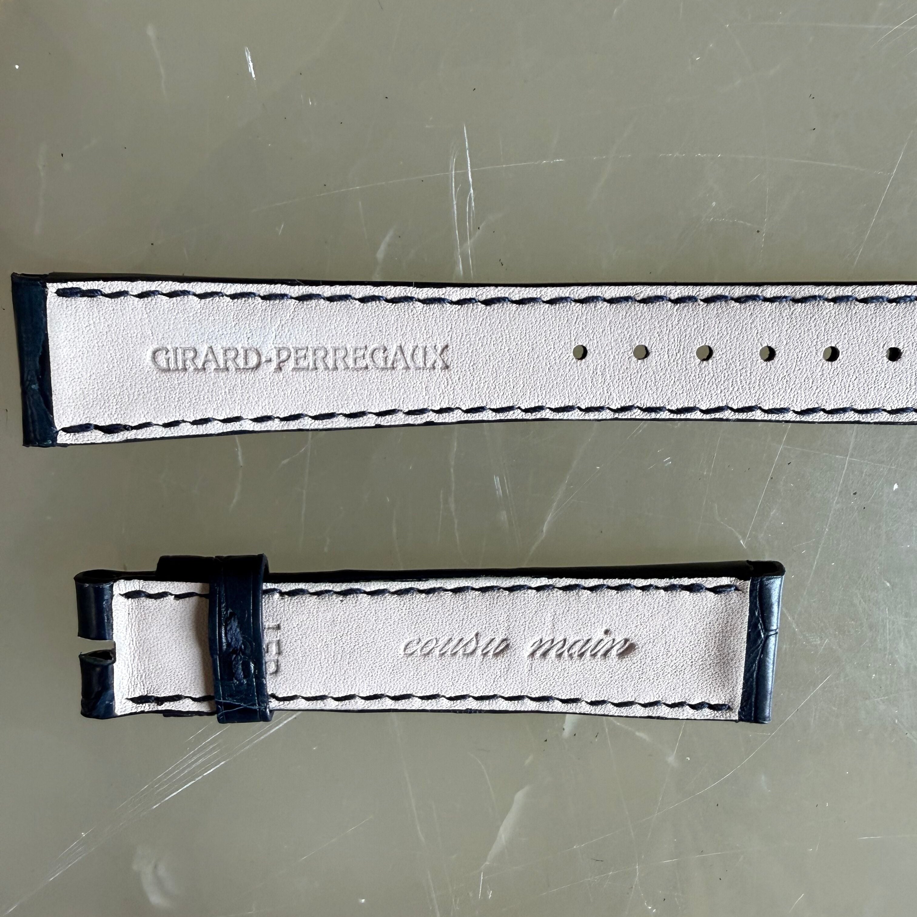 Authentic Girard Perregaux Blue Crocodile Watch Strap Band 16mm Padded & Stitched