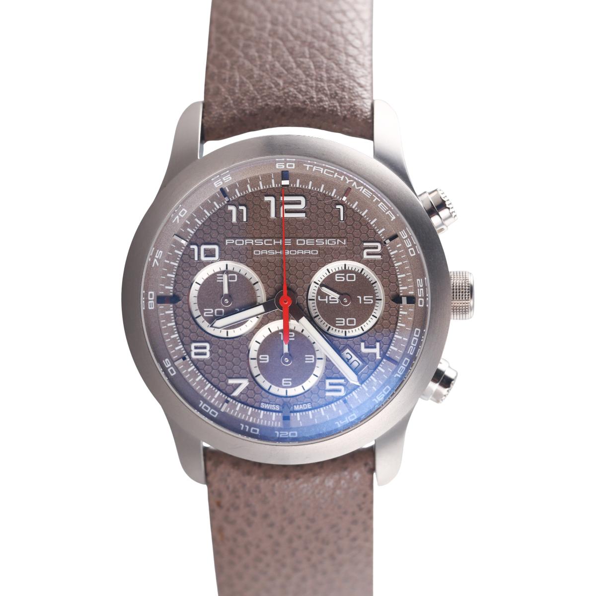 Porsche Design Dashboard Titanium Leather Band Automatic Watch 6612.11/3