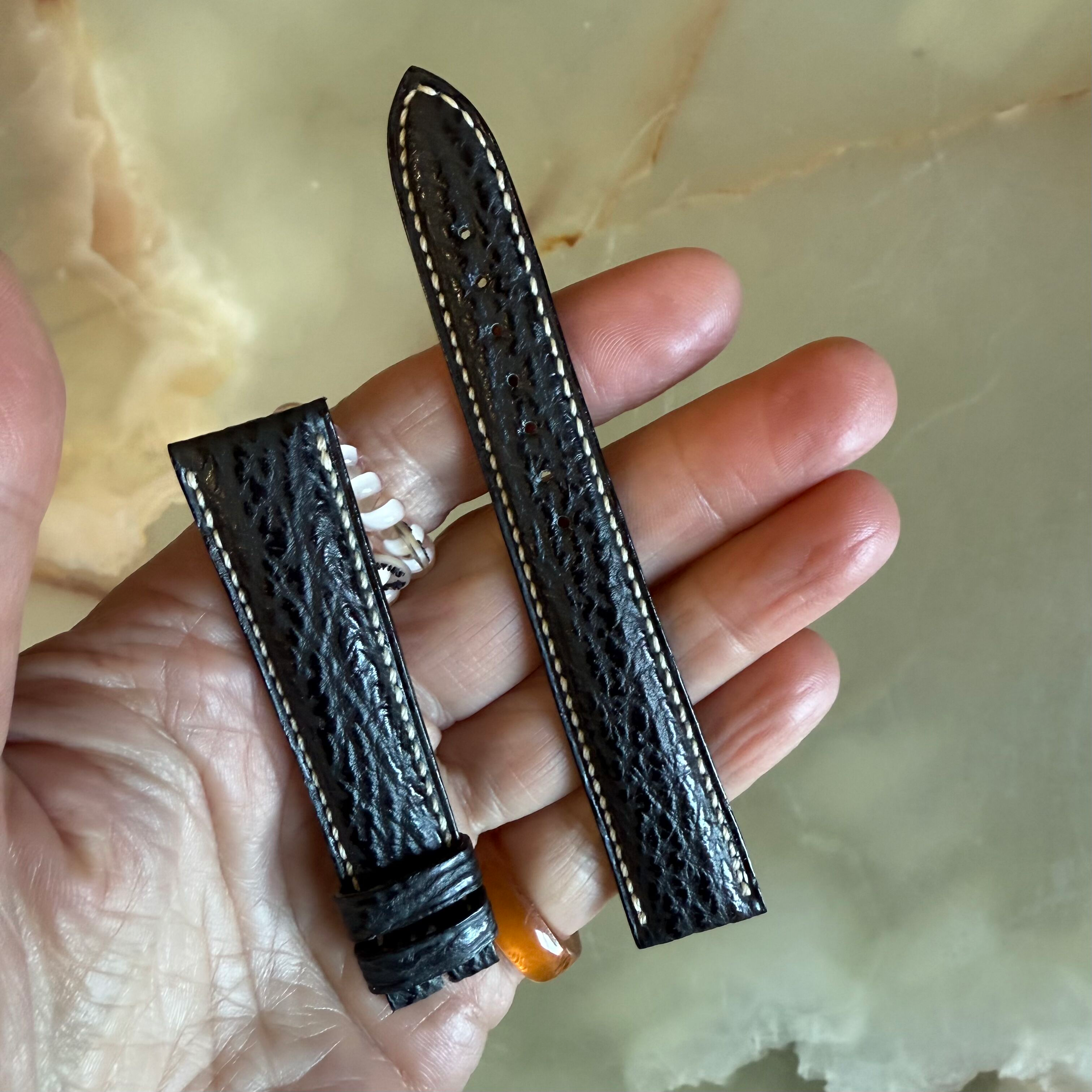 Authentic Breguet Black Shark Watch Strap Band 18mm Padded & Stitched