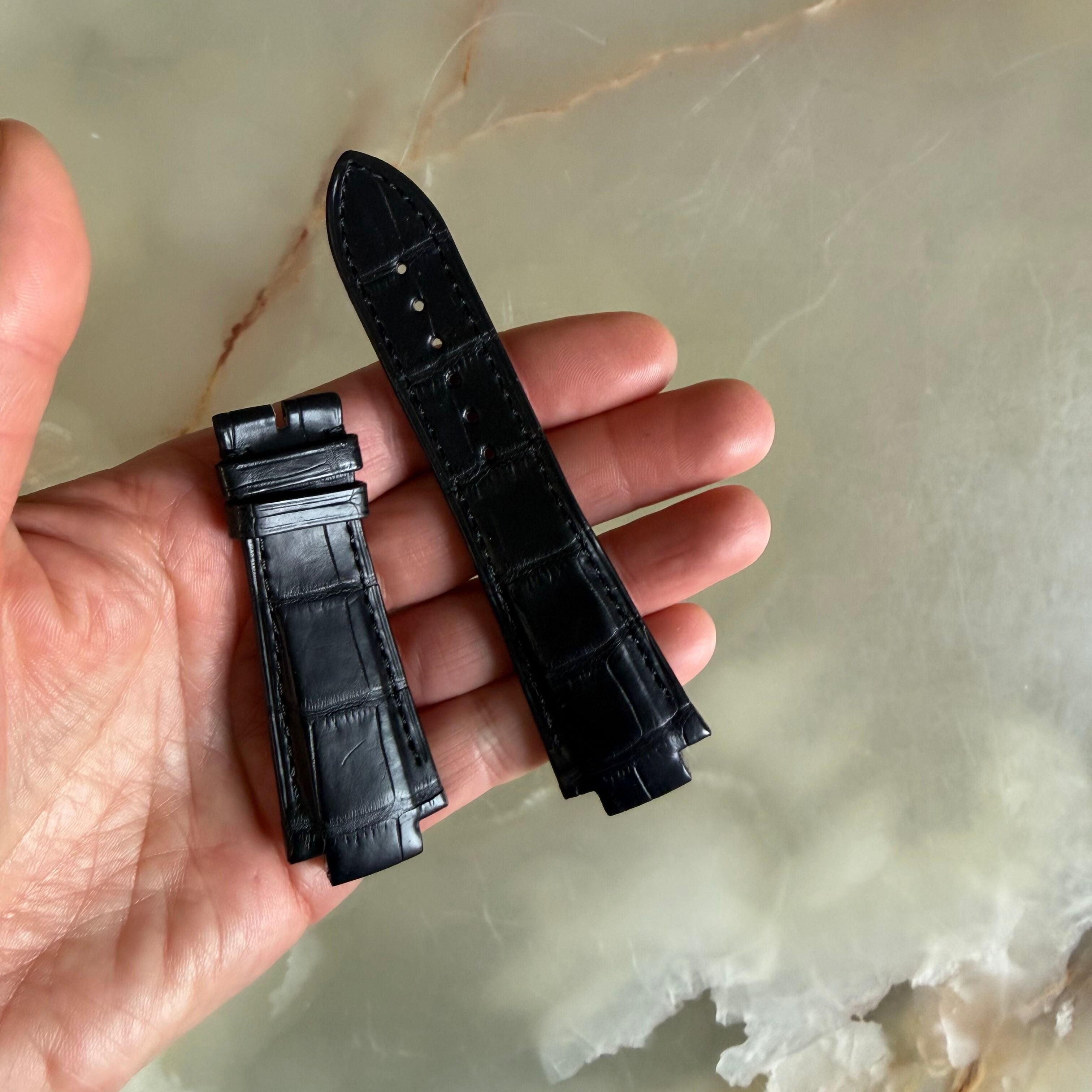 Authentic Girard Perregaux Laureato Black Crocodile Watch Strap Band 25.45mm Padded Stitched