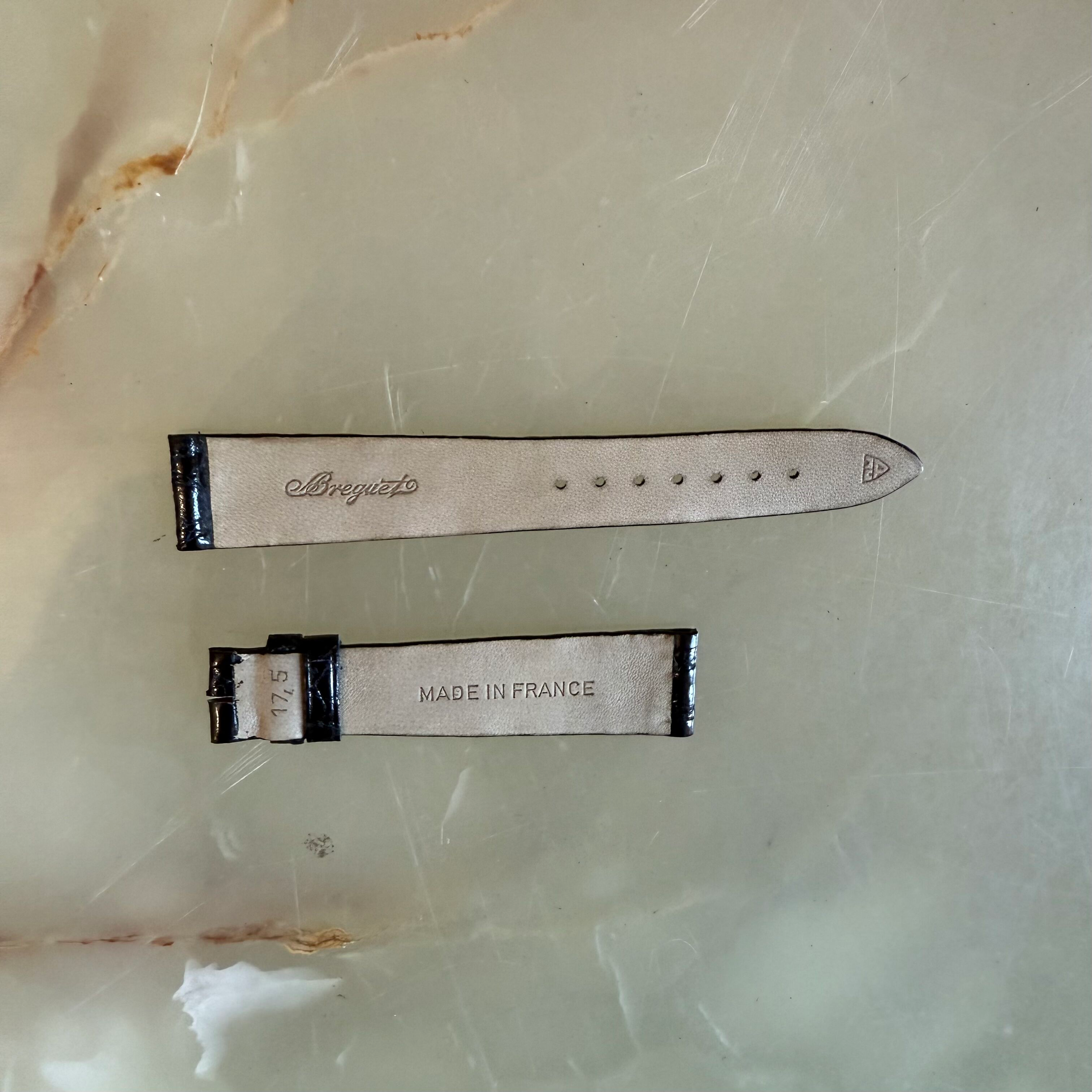 Authentic Breguet Black Crocodile Watch Strap Band 17.5mm