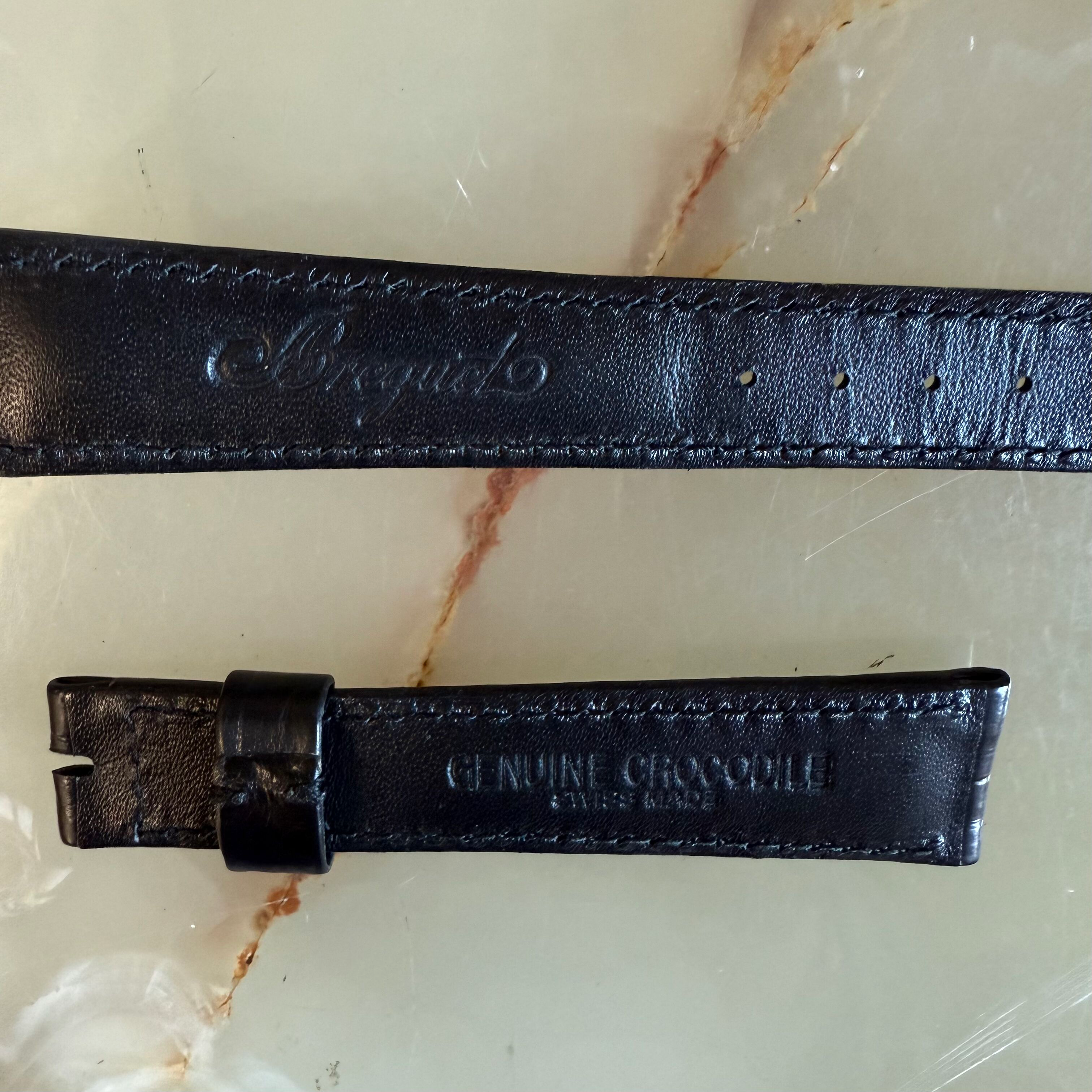 Authentic Breguet Black Crocodile Watch Strap Band 17.5mm Padded & Stitched