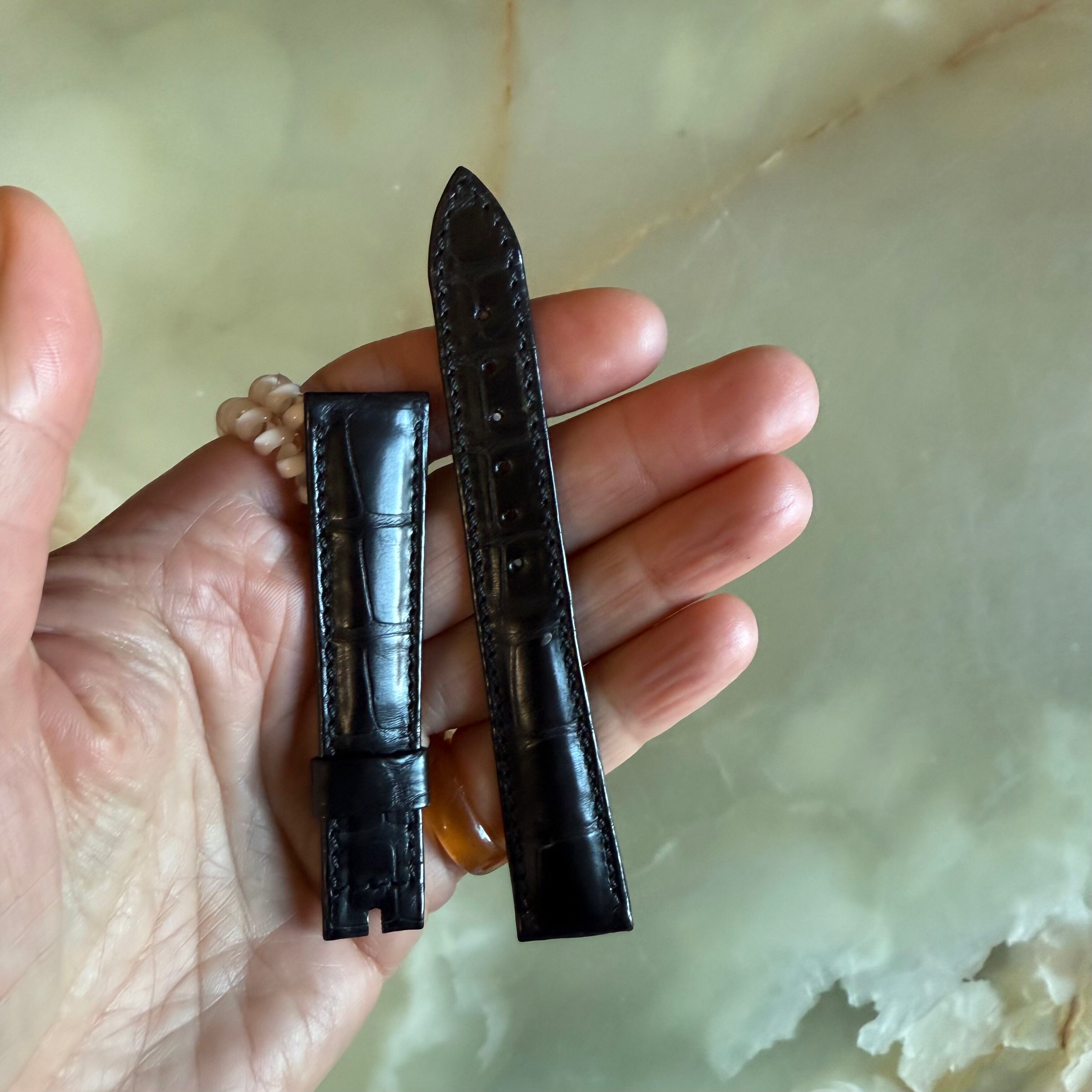 Authentic Breguet Black Crocodile Watch Strap Band 17.5mm Padded & Stitched