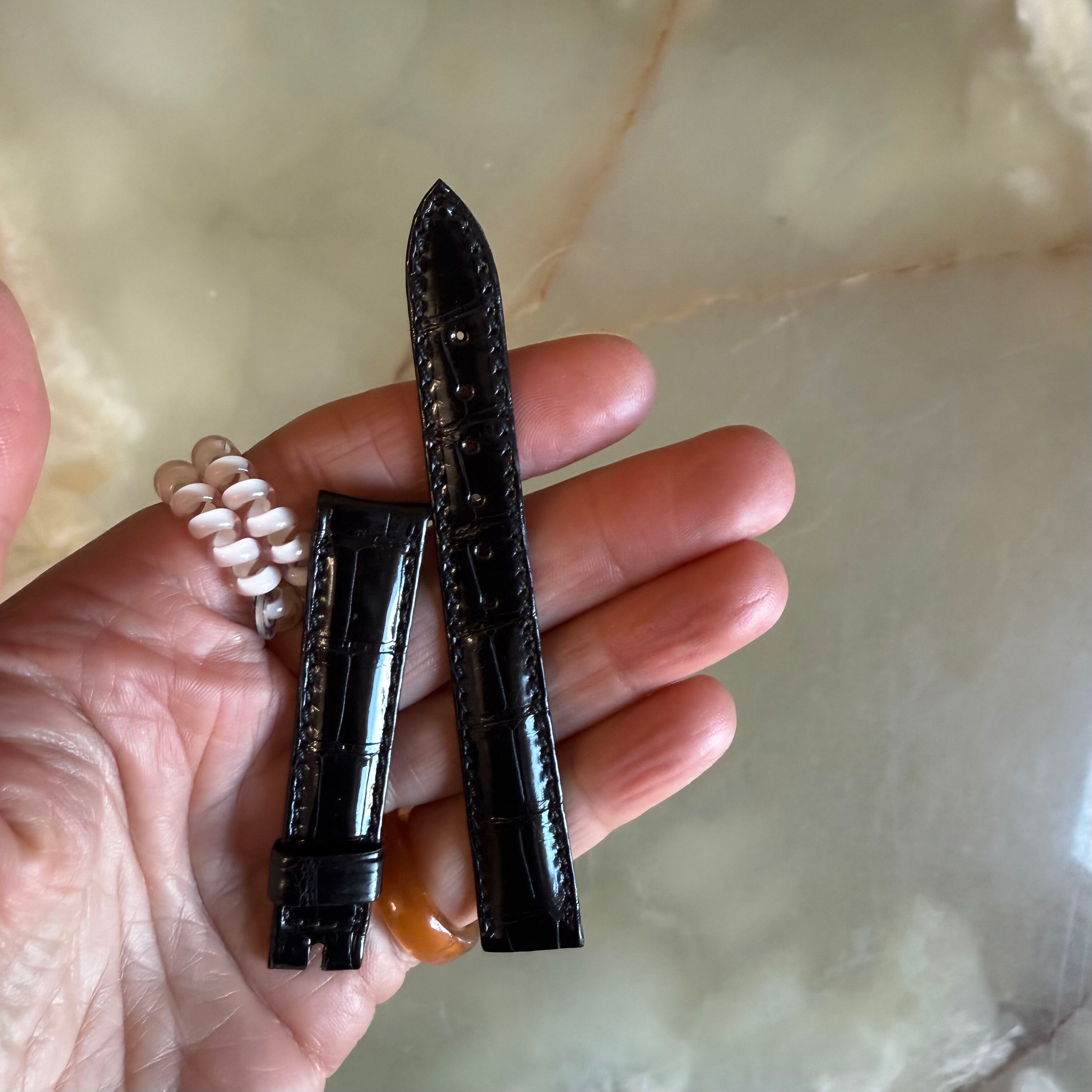 Authentic Breguet Black Crocodile Watch Strap Band 14.5mm Padded & Stitched