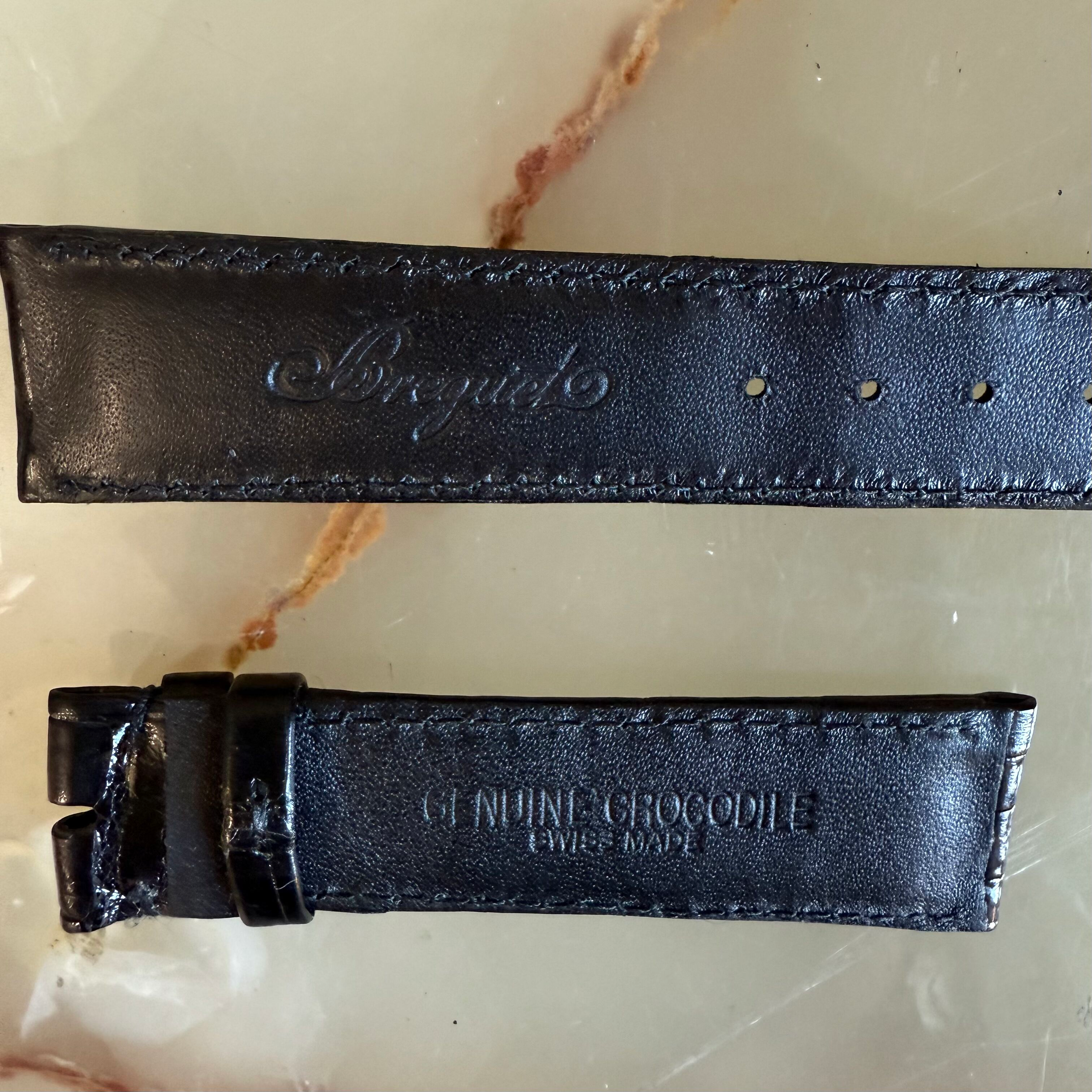 Authentic Breguet Black Crocodile Watch Strap Band 20mm Padded & Stitched