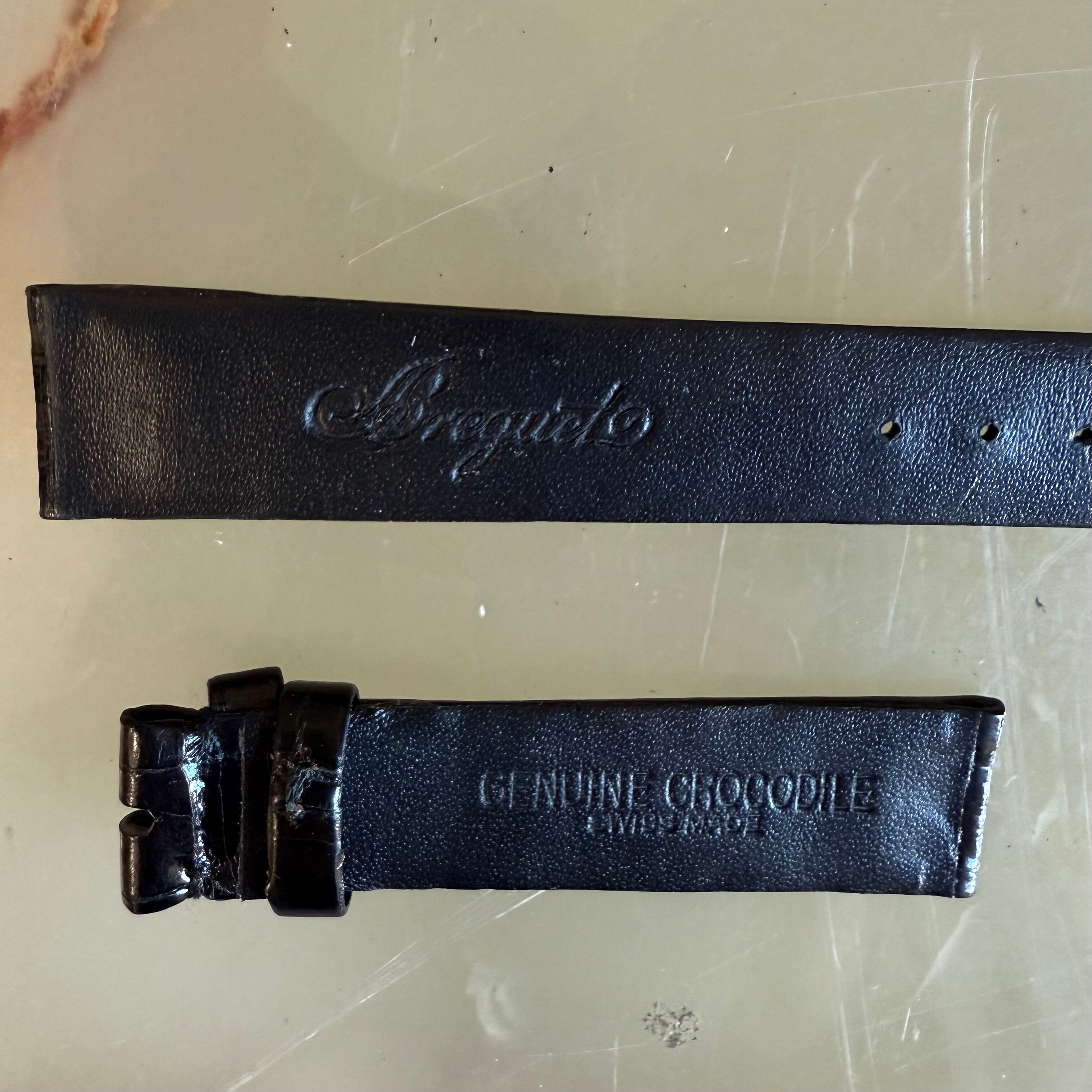 Authentic Breguet Black Shiny Crocodile Watch Strap Band 16mm