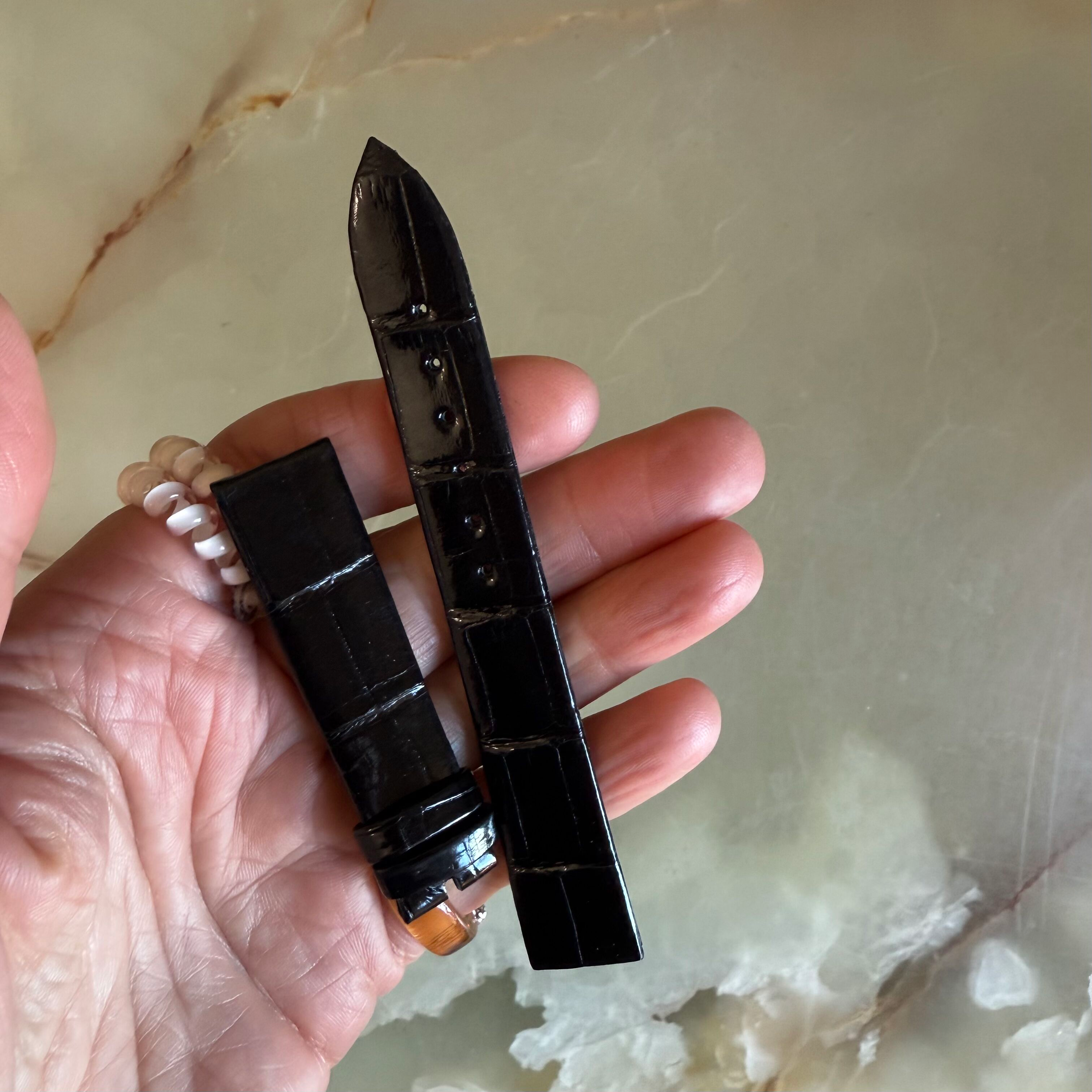 Authentic Breguet Black Shiny Crocodile Watch Strap Band 16mm