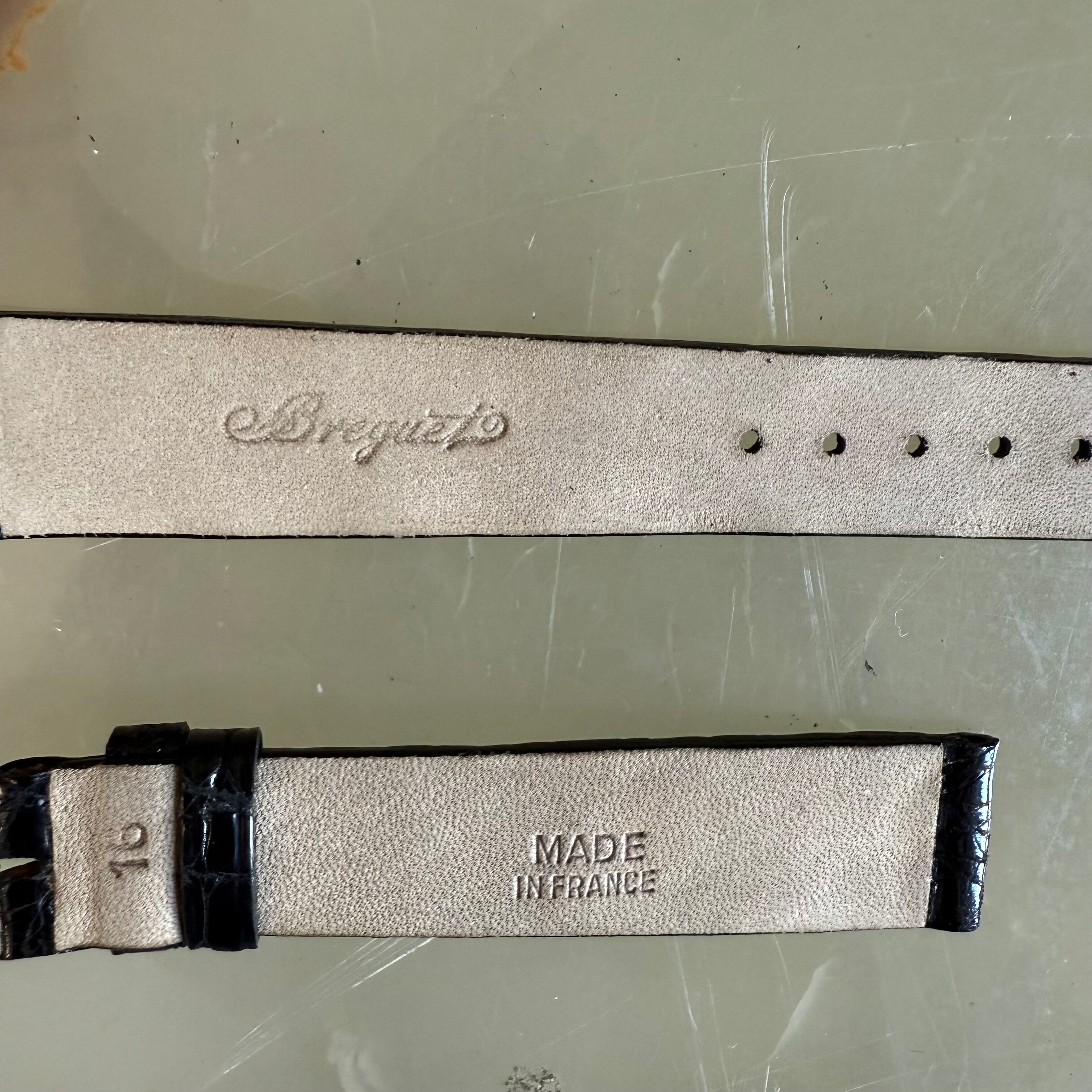 Authentic Breguet Black Shiny Crocodile Watch Strap Band 16mm