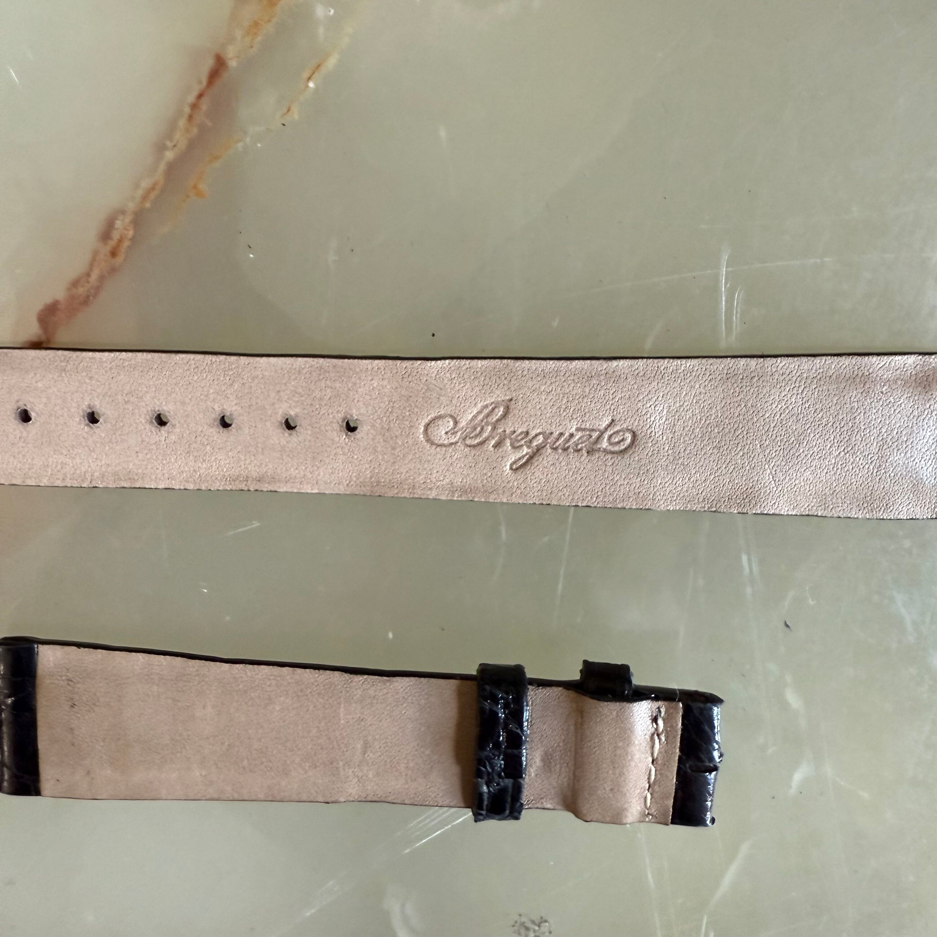Authentic Breguet Black Shiny Crocodile Watch Strap Band 18mm