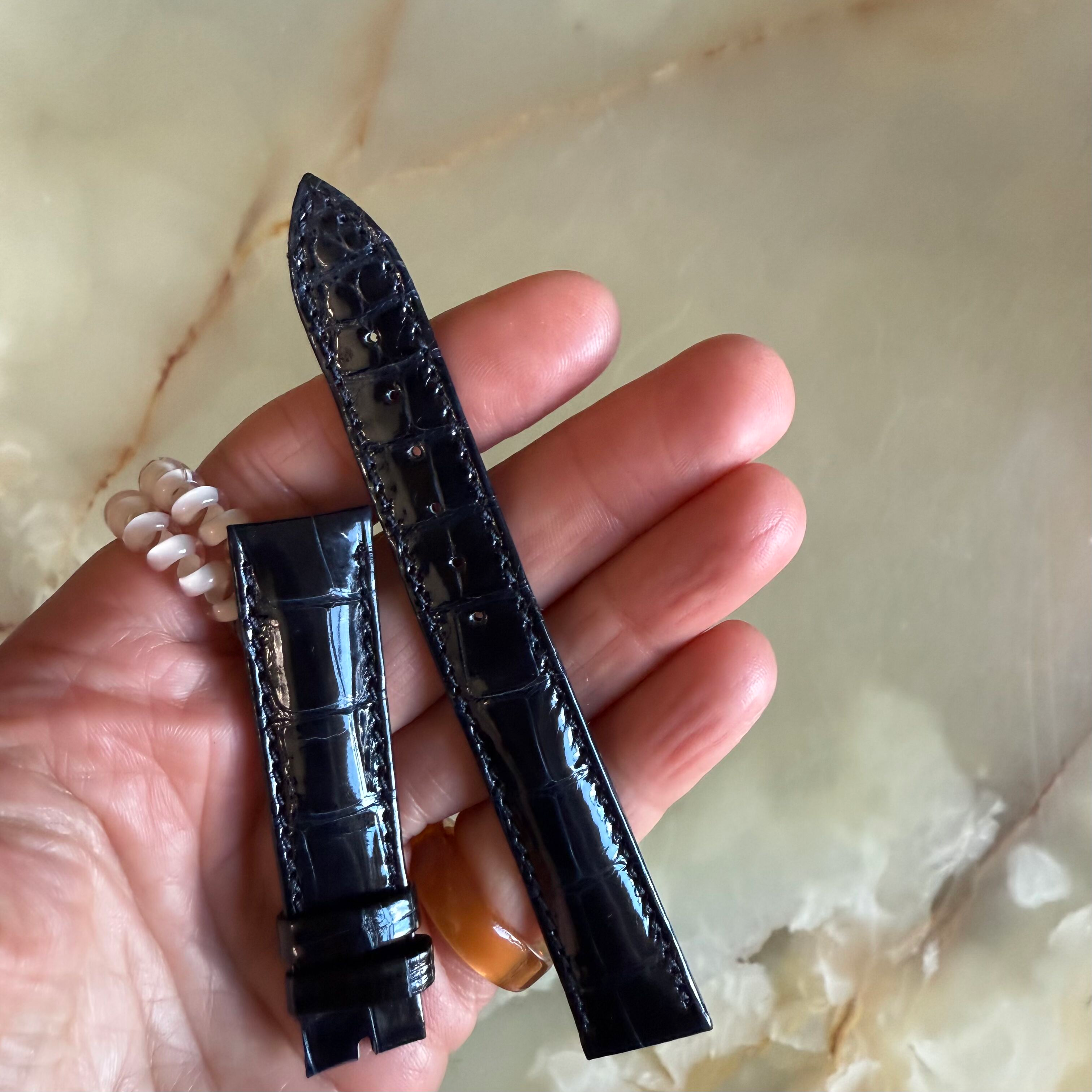 Authentic Breguet Blue Shiny Crocodile Watch Strap Band 16.5mm Padded & Stitched