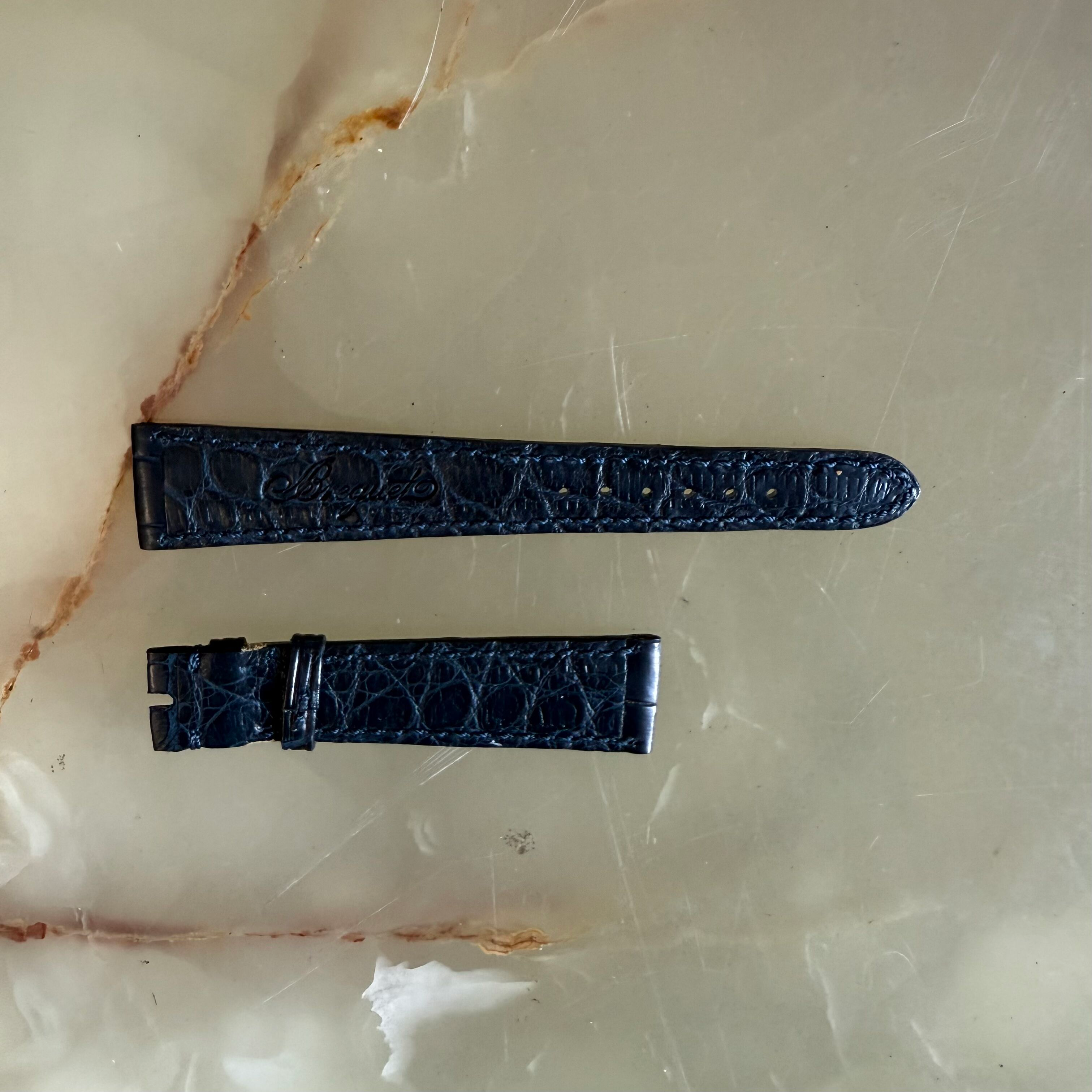 Authentic Breguet Blue Crocodile Watch Strap Band 18mm Stitched