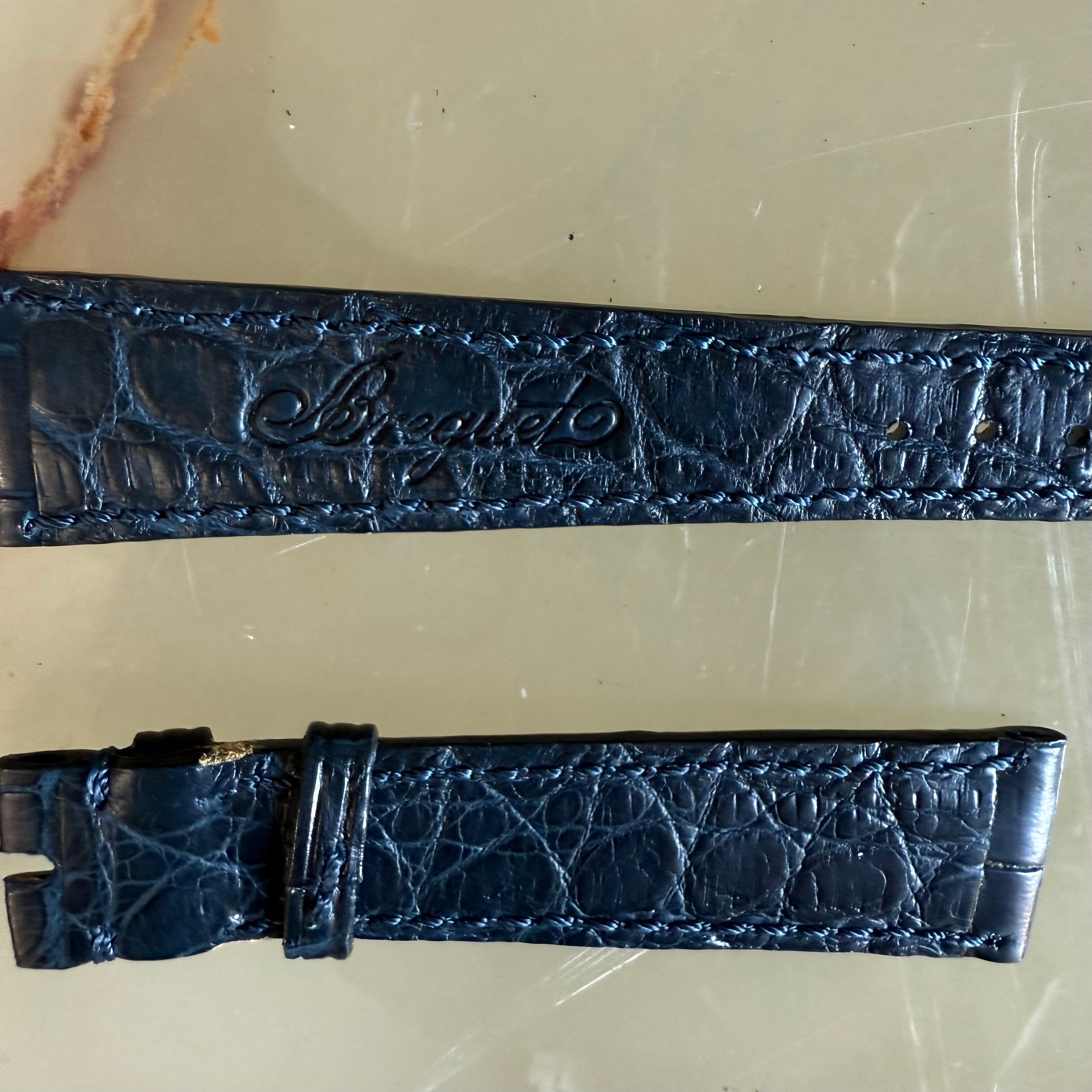 Authentic Breguet Blue Crocodile Watch Strap Band 18mm Stitched